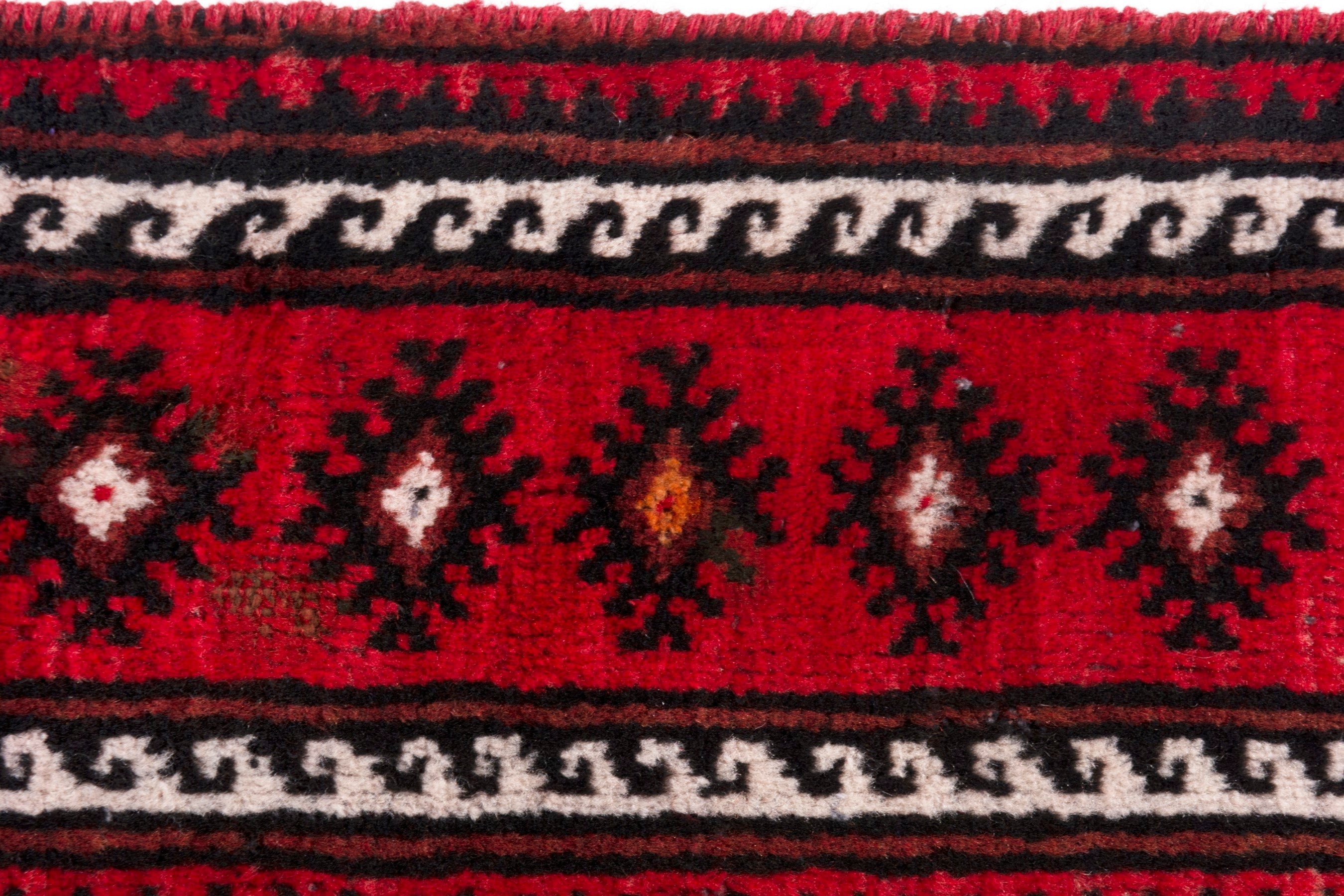 Persian Baluch area rug in deep red and burgundy, view 13 of 19