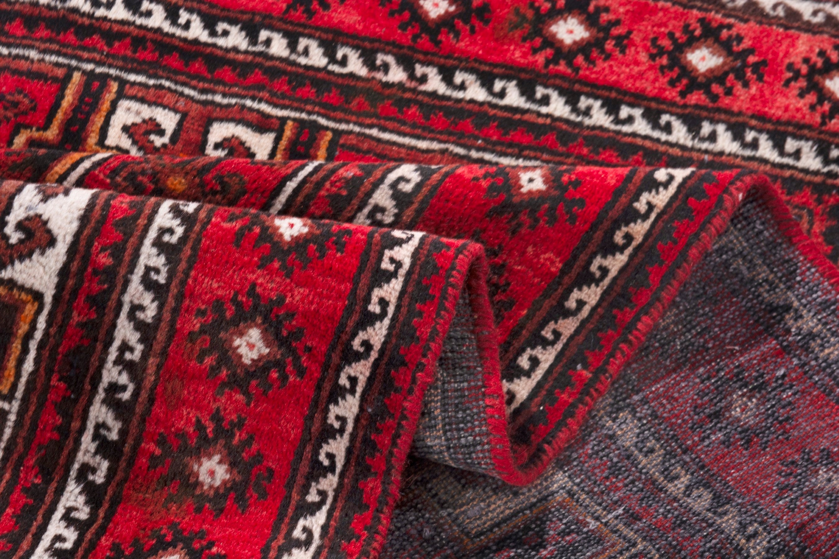 Persian Baluch area rug in deep red and burgundy, view 16 of 19