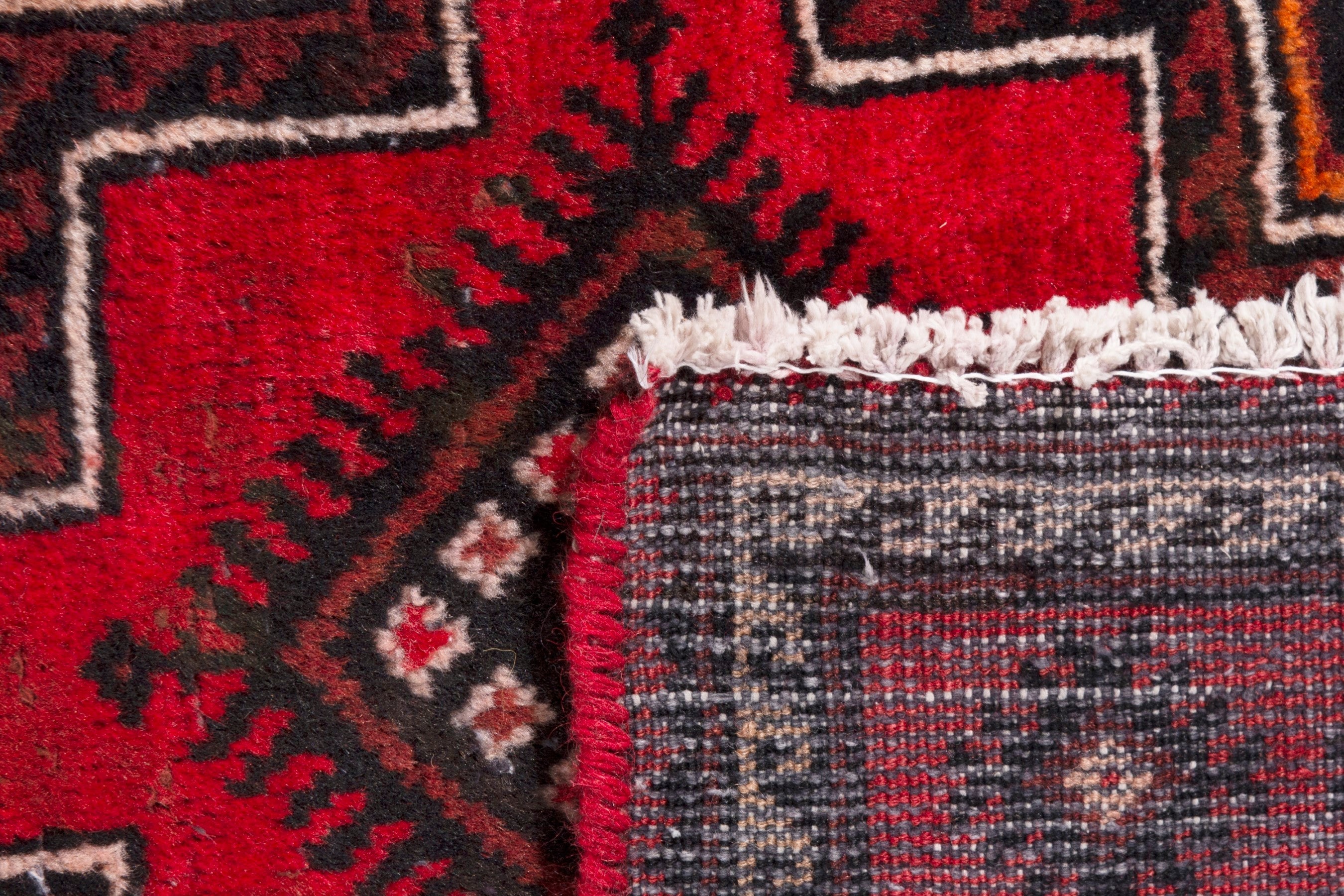Persian Baluch area rug in deep red and burgundy, view 19 of 19