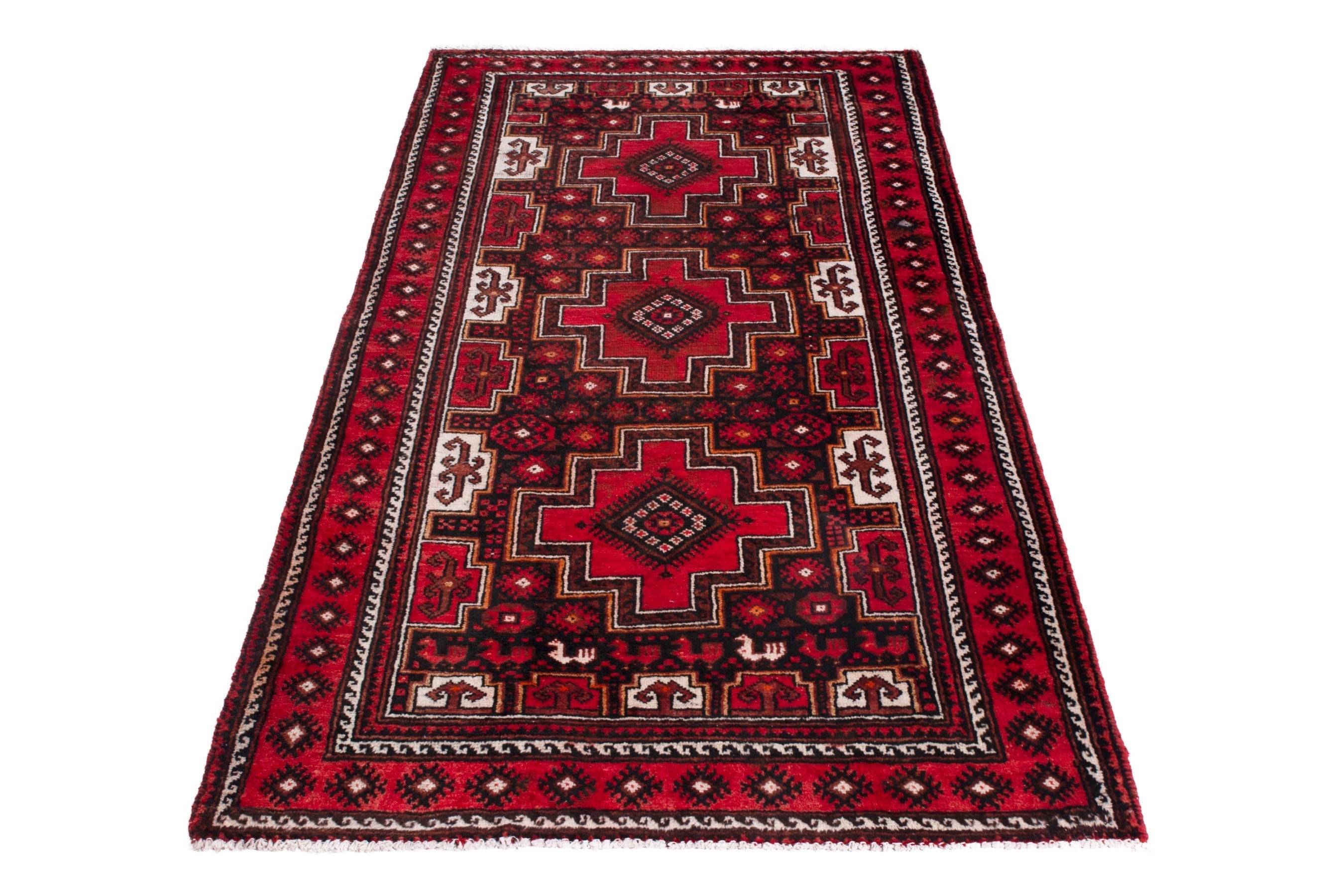 Persian Baluch area rug in deep red and burgundy, view 2 of 19
