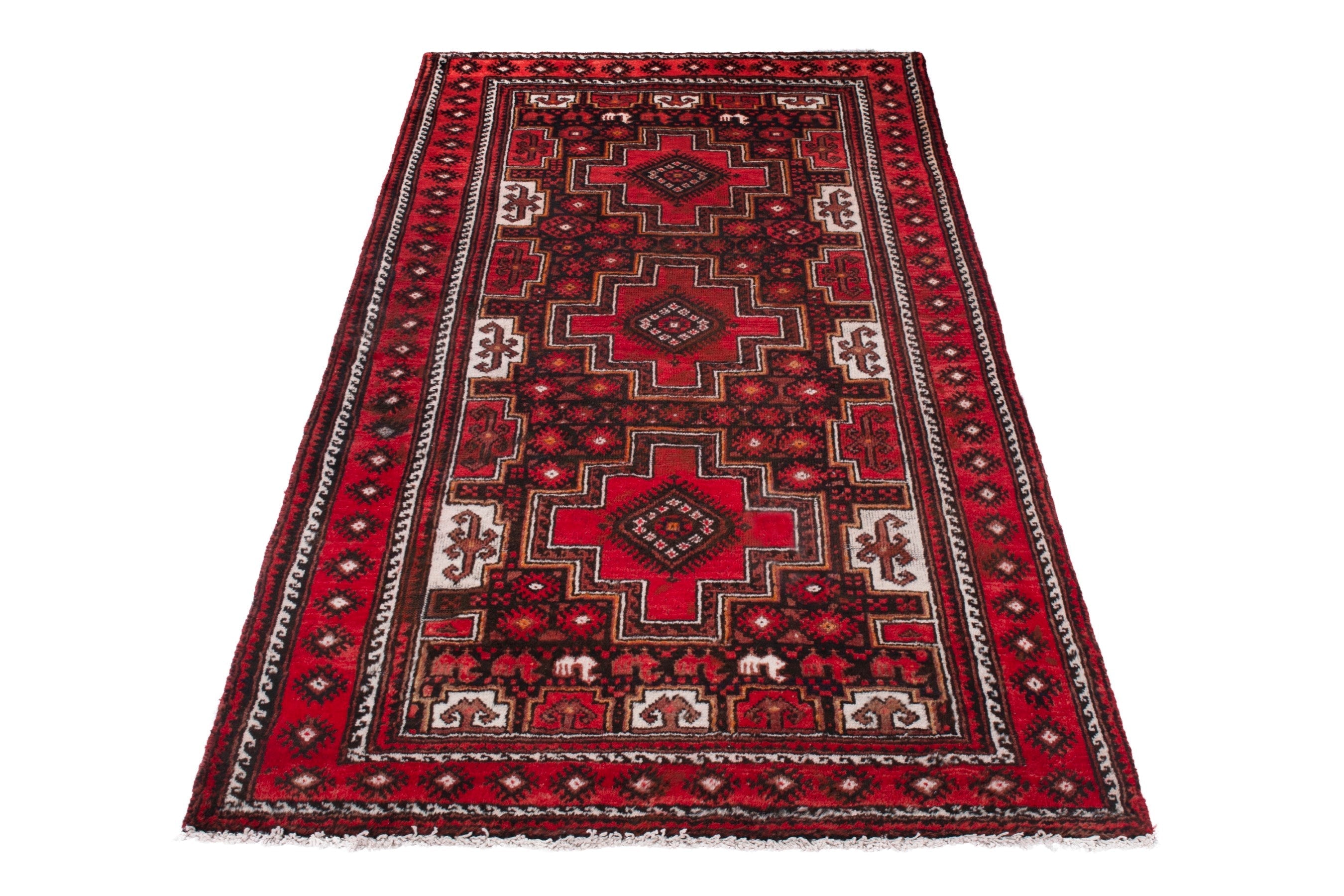 Persian Baluch area rug in deep red and burgundy, view 3 of 19