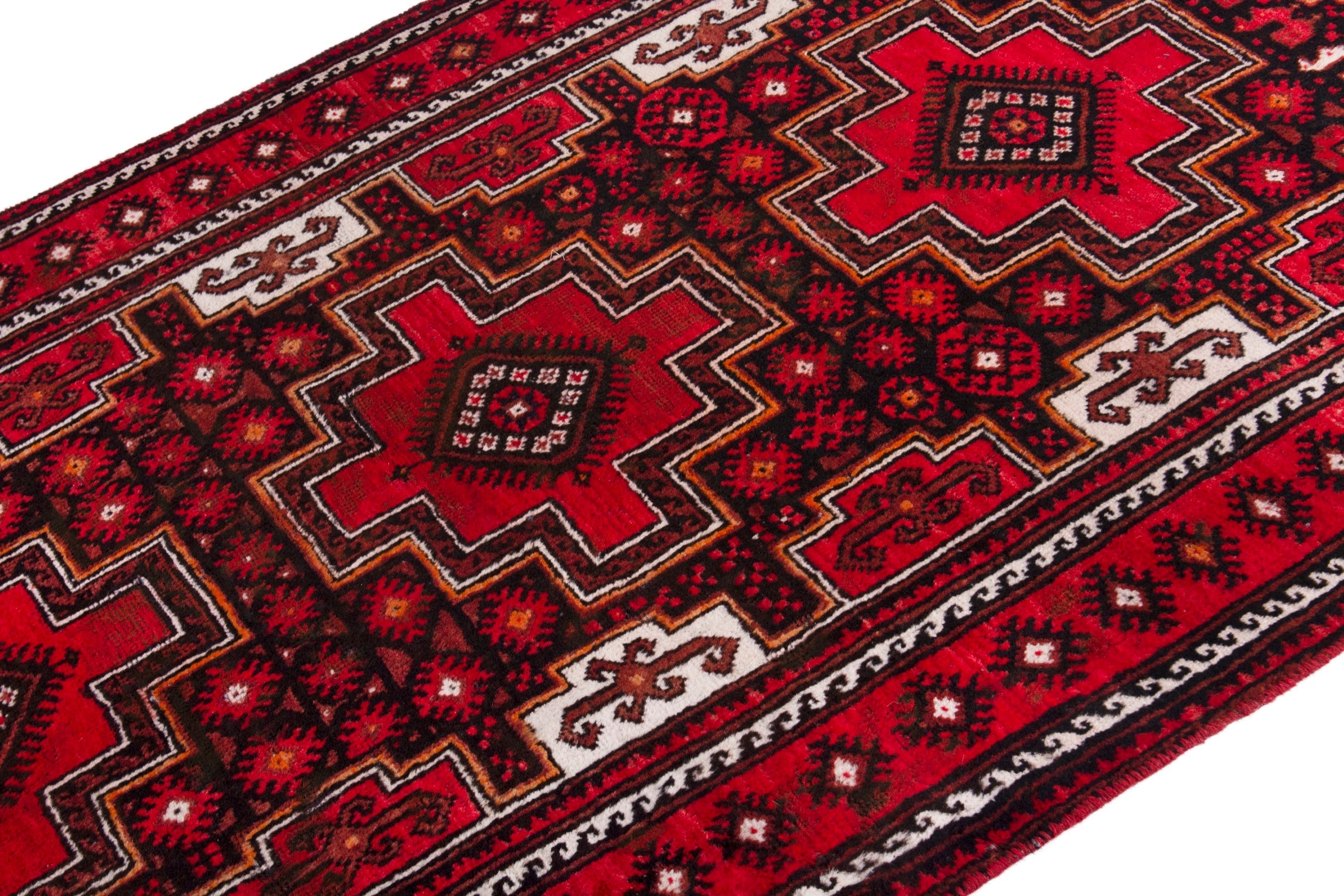 Persian Baluch area rug in deep red and burgundy, view 7 of 19