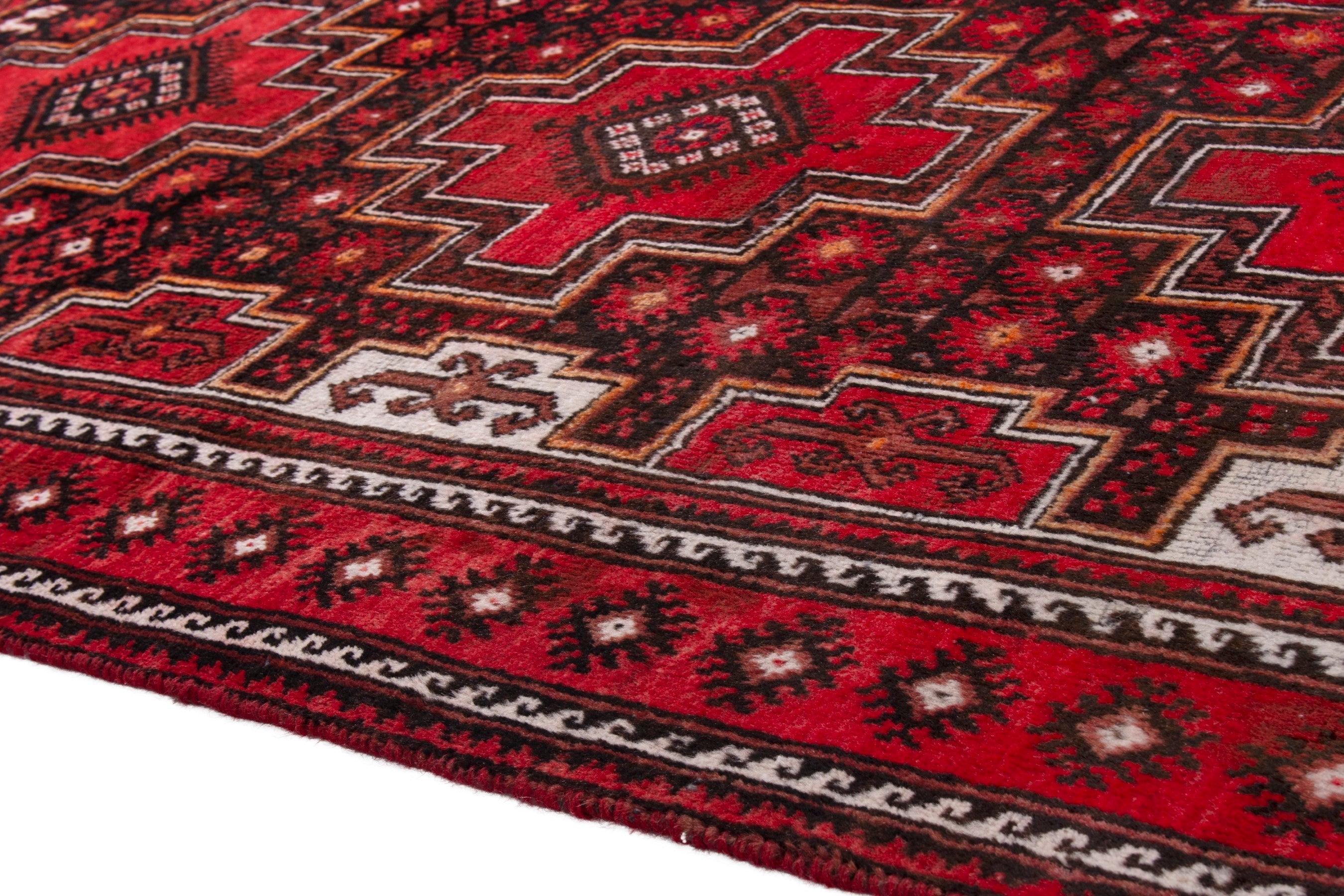 Persian Baluch area rug in deep red and burgundy, view 5 of 19