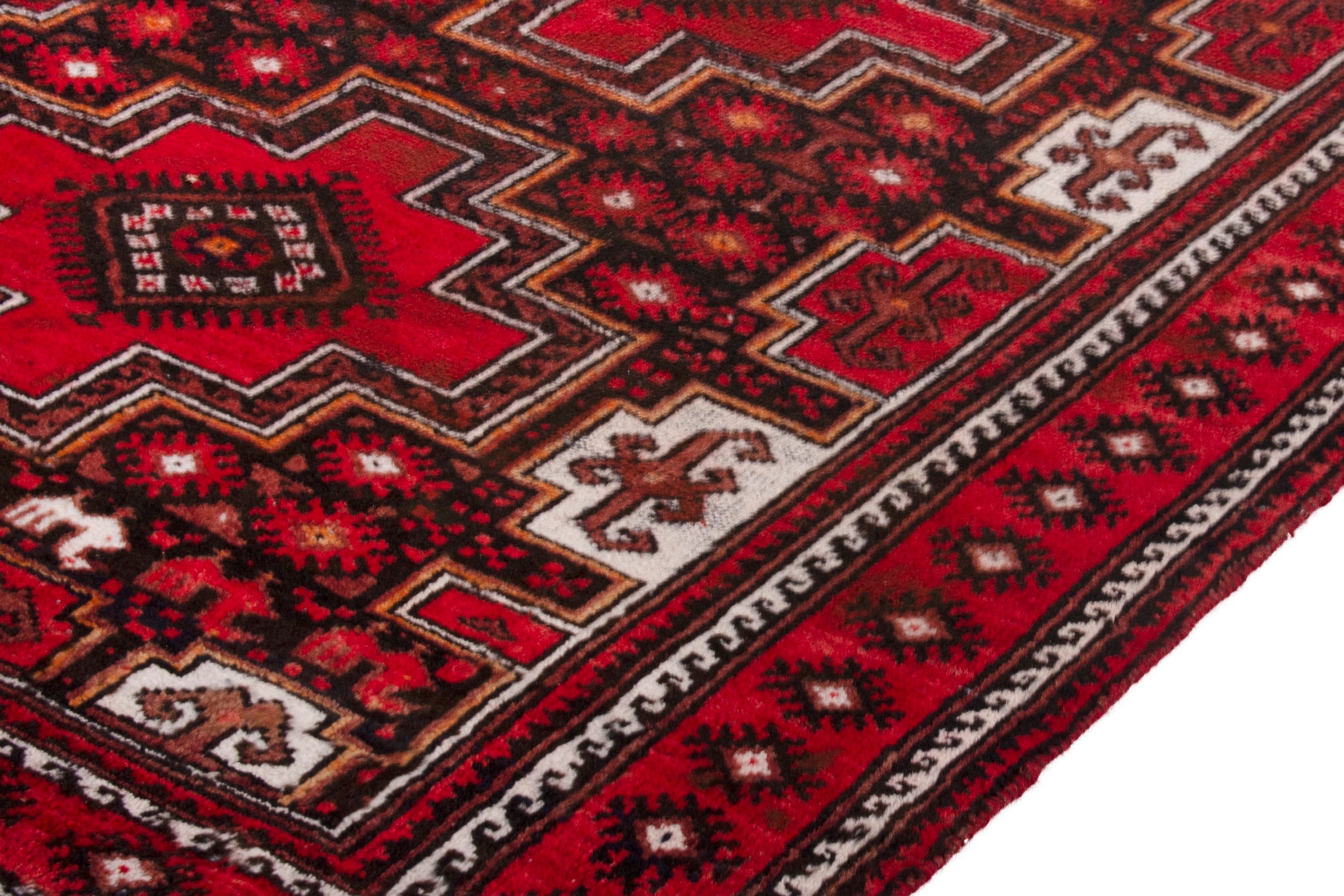 Persian Baluch area rug in deep red and burgundy, view 6 of 19