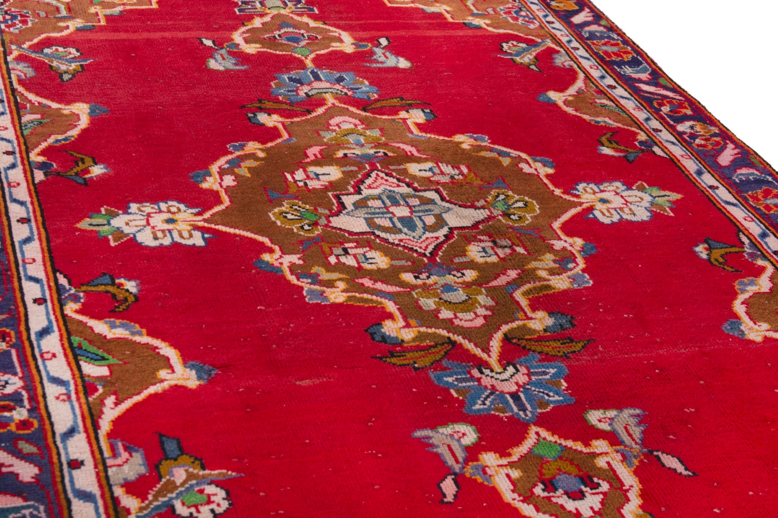 Persian Arak accent rug in deep red and burgundy, view 8 of 19