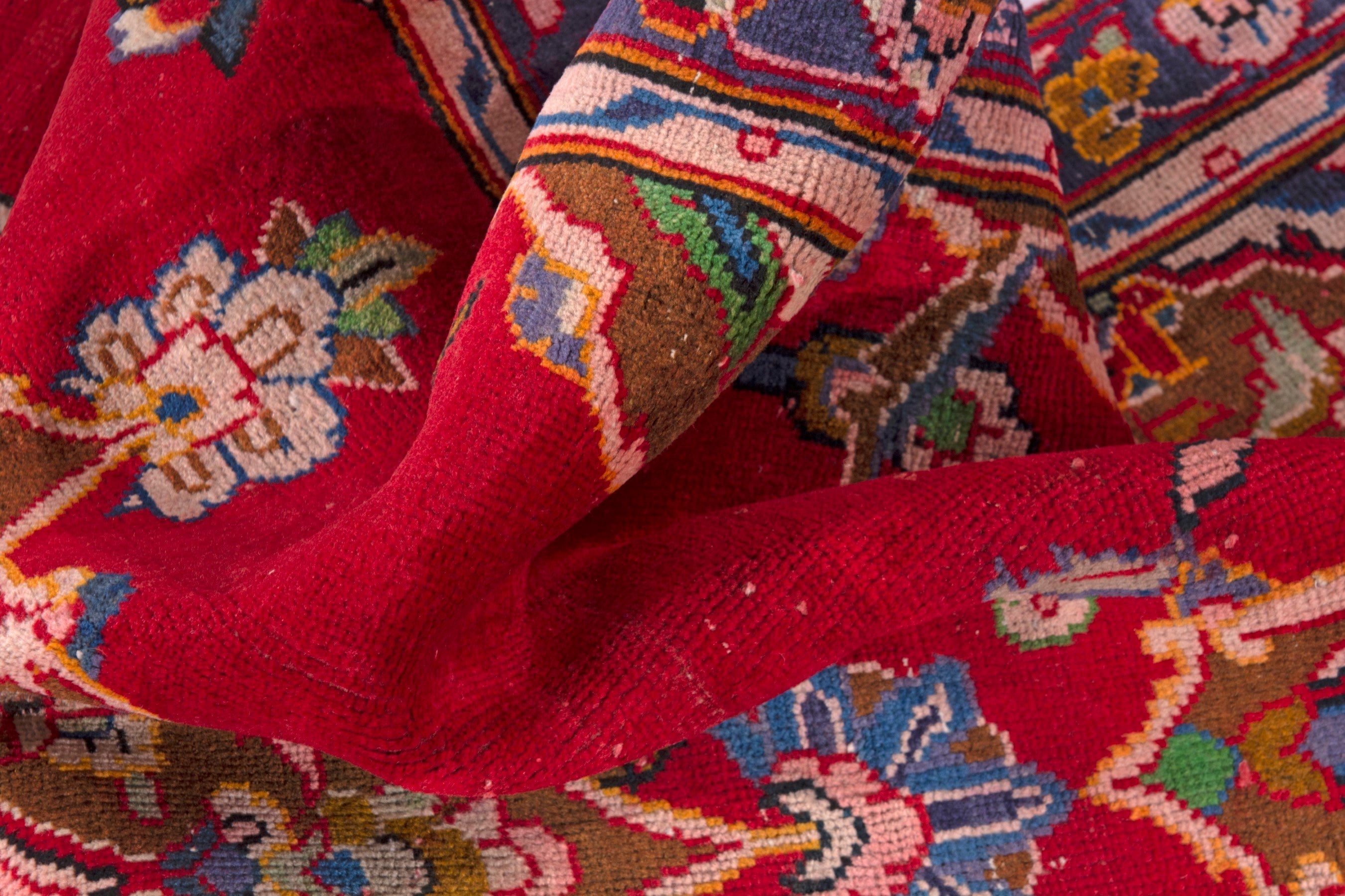 Persian Arak accent rug in deep red and burgundy, view 18 of 19