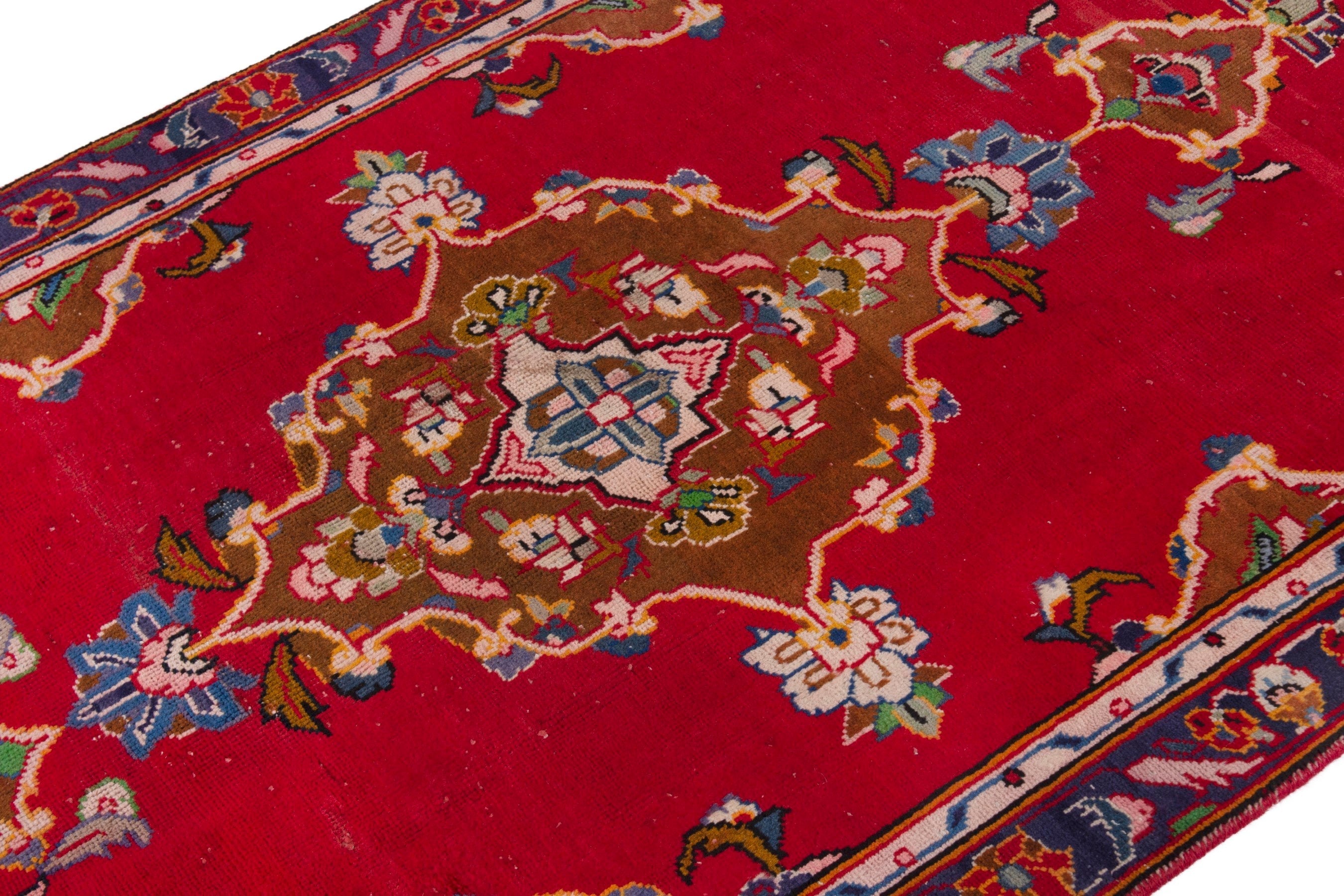 Persian Arak accent rug in deep red and burgundy, view 6 of 19
