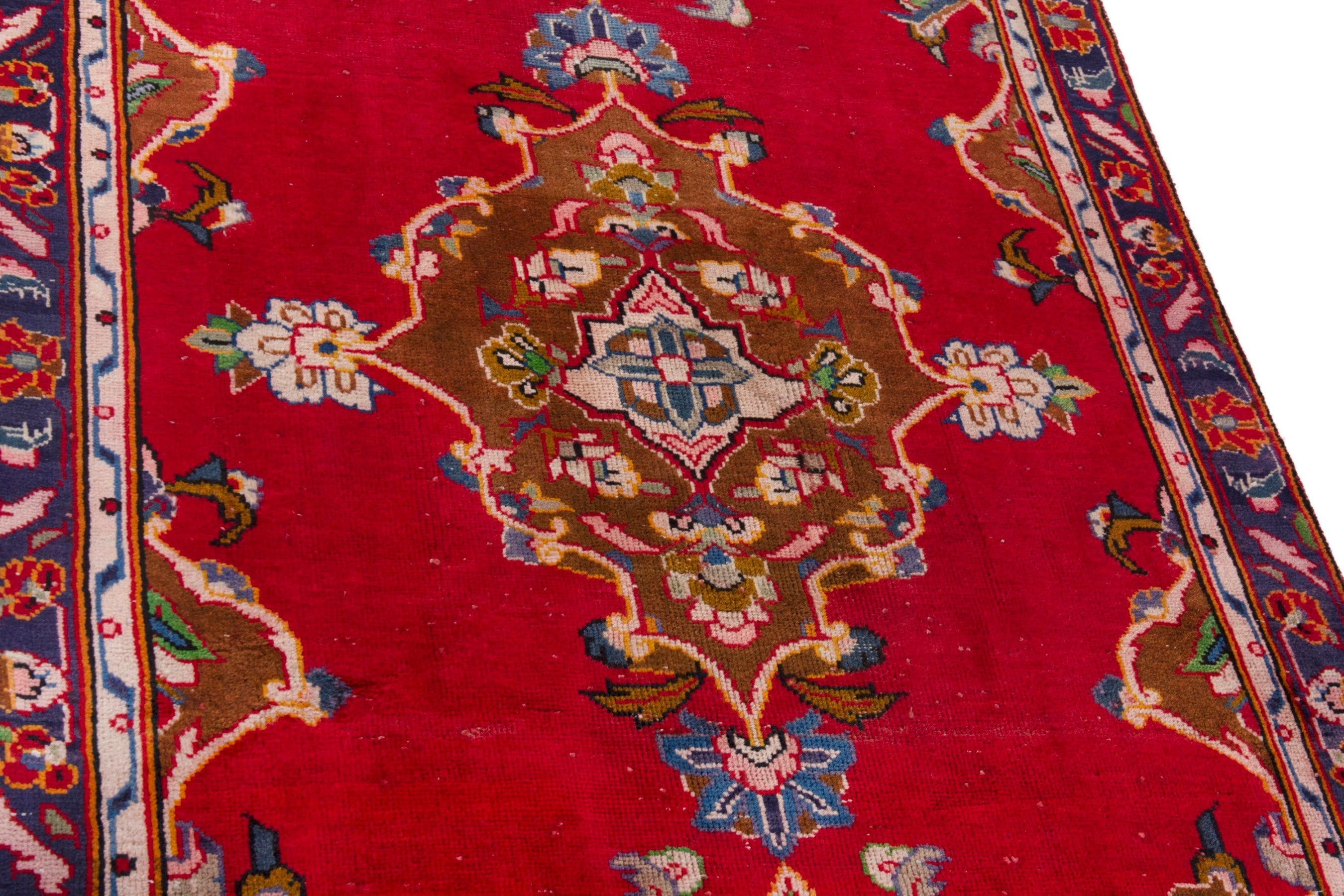 Persian Arak accent rug in deep red and burgundy, view 9 of 19