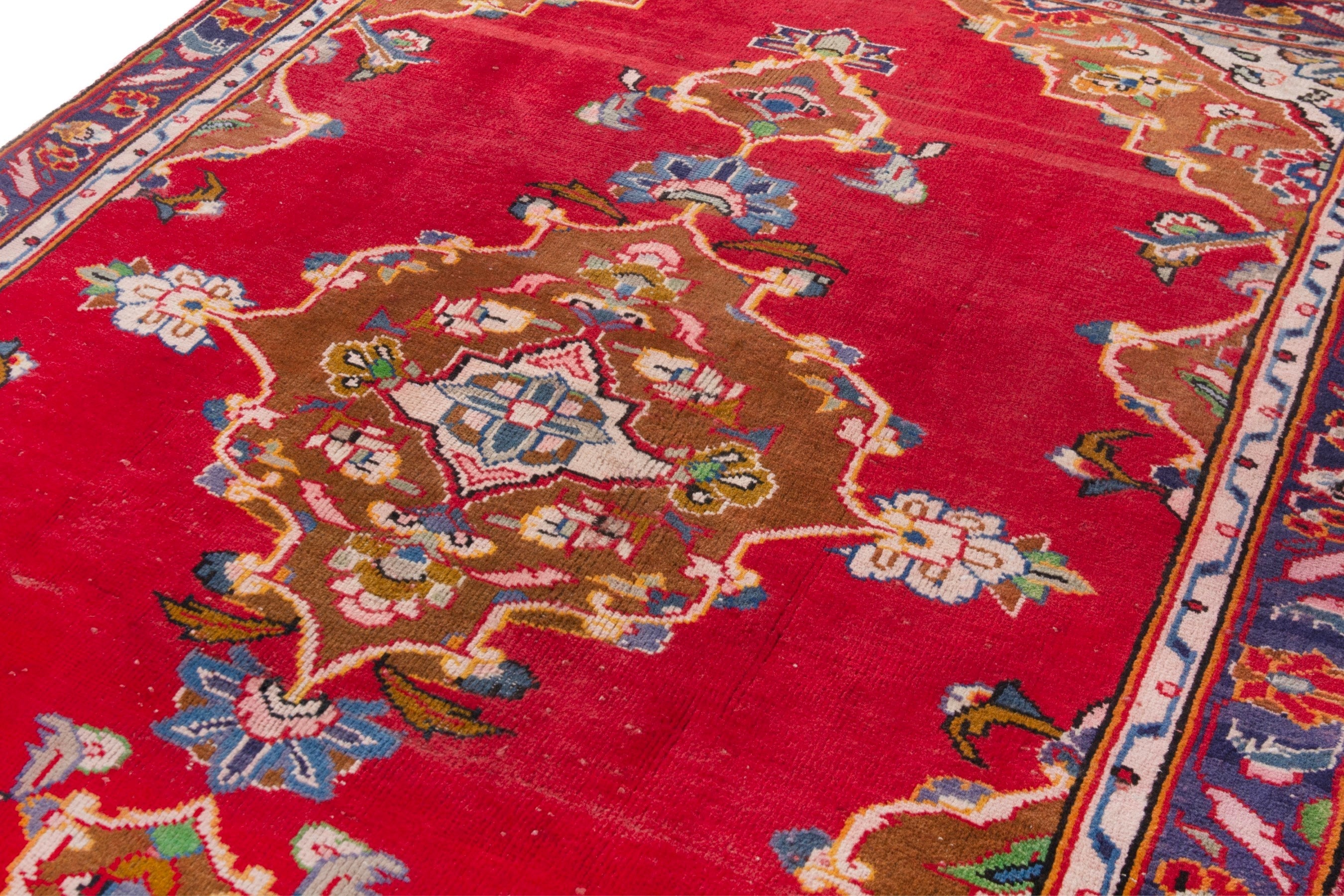 Persian Arak accent rug in deep red and burgundy, view 7 of 19