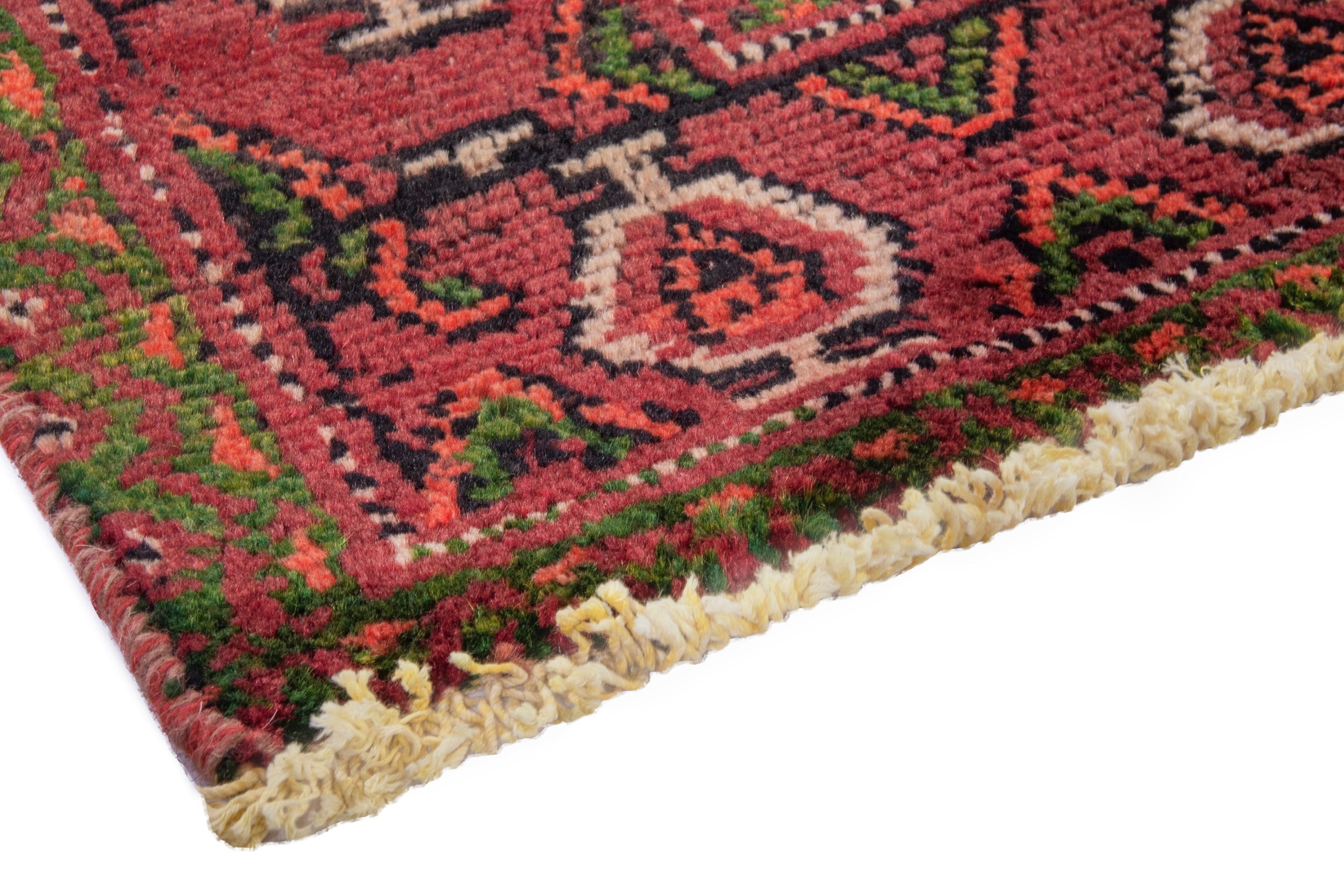 Persian Torkaman runner rug in deep red and faded red, view 4 of 22