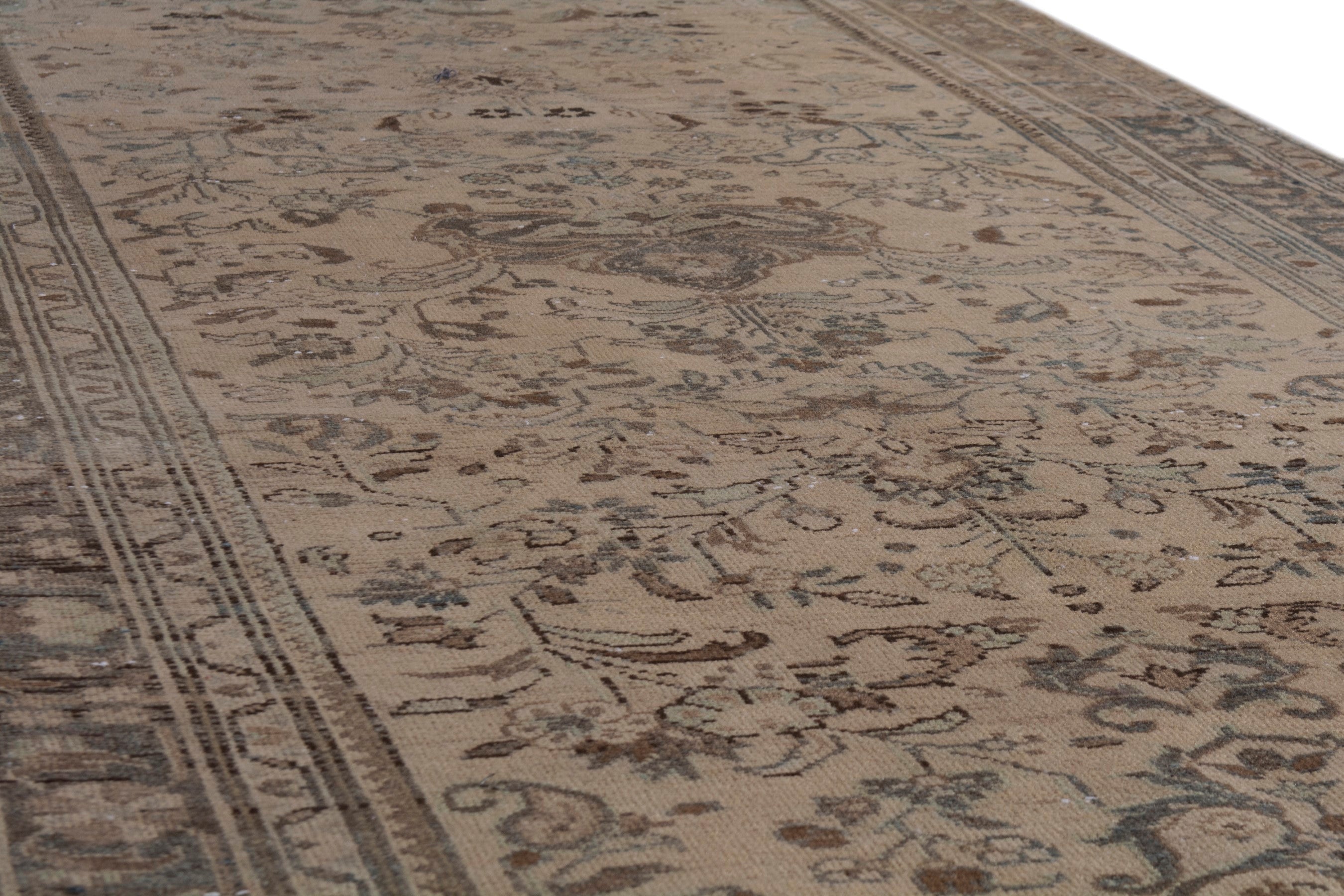 Persian Hamedan runner rug in beige and taupe, view 8 of 18