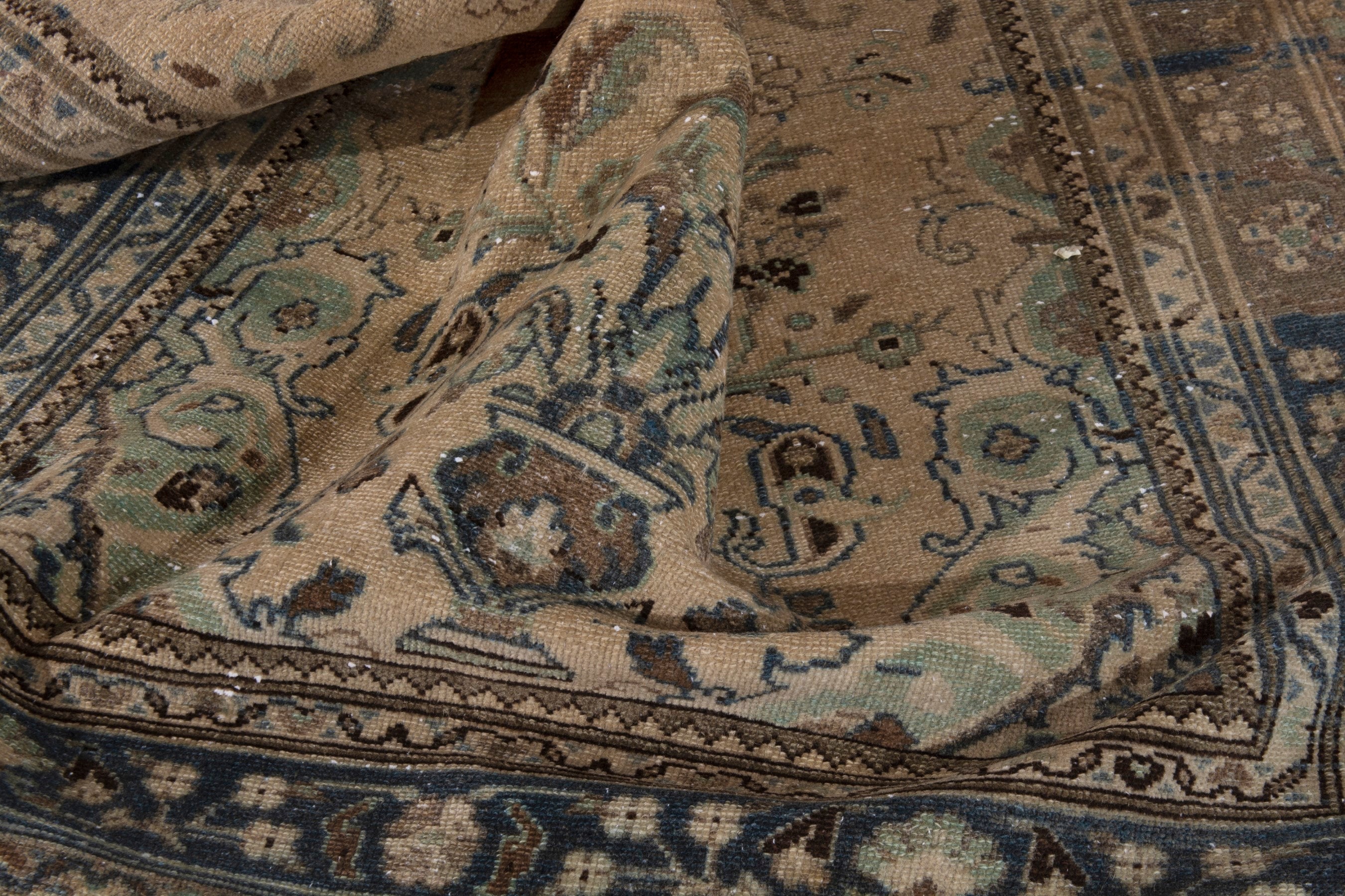 Persian Hamedan runner rug in beige and taupe, view 15 of 18