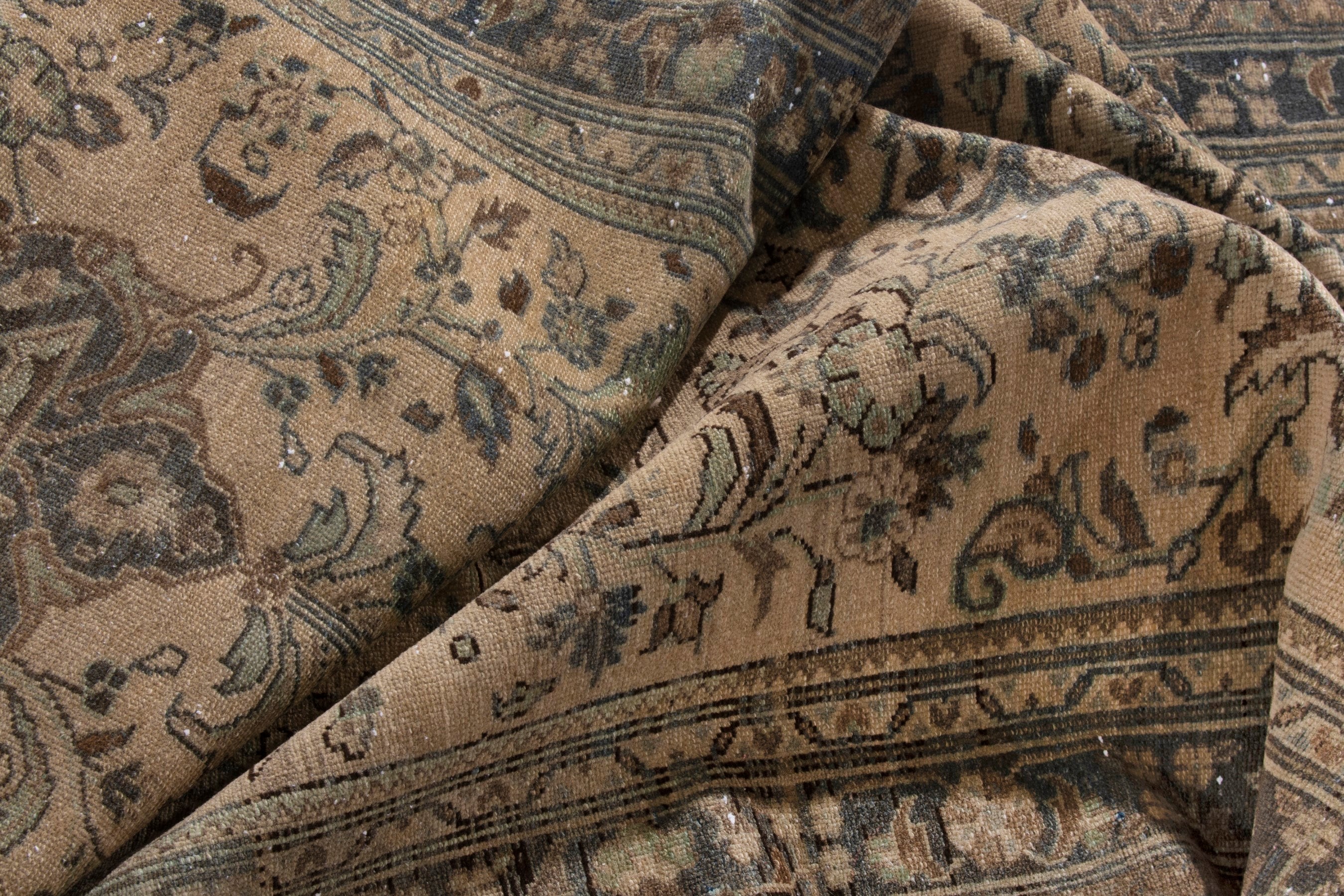 Persian Hamedan runner rug in beige and taupe, view 16 of 18