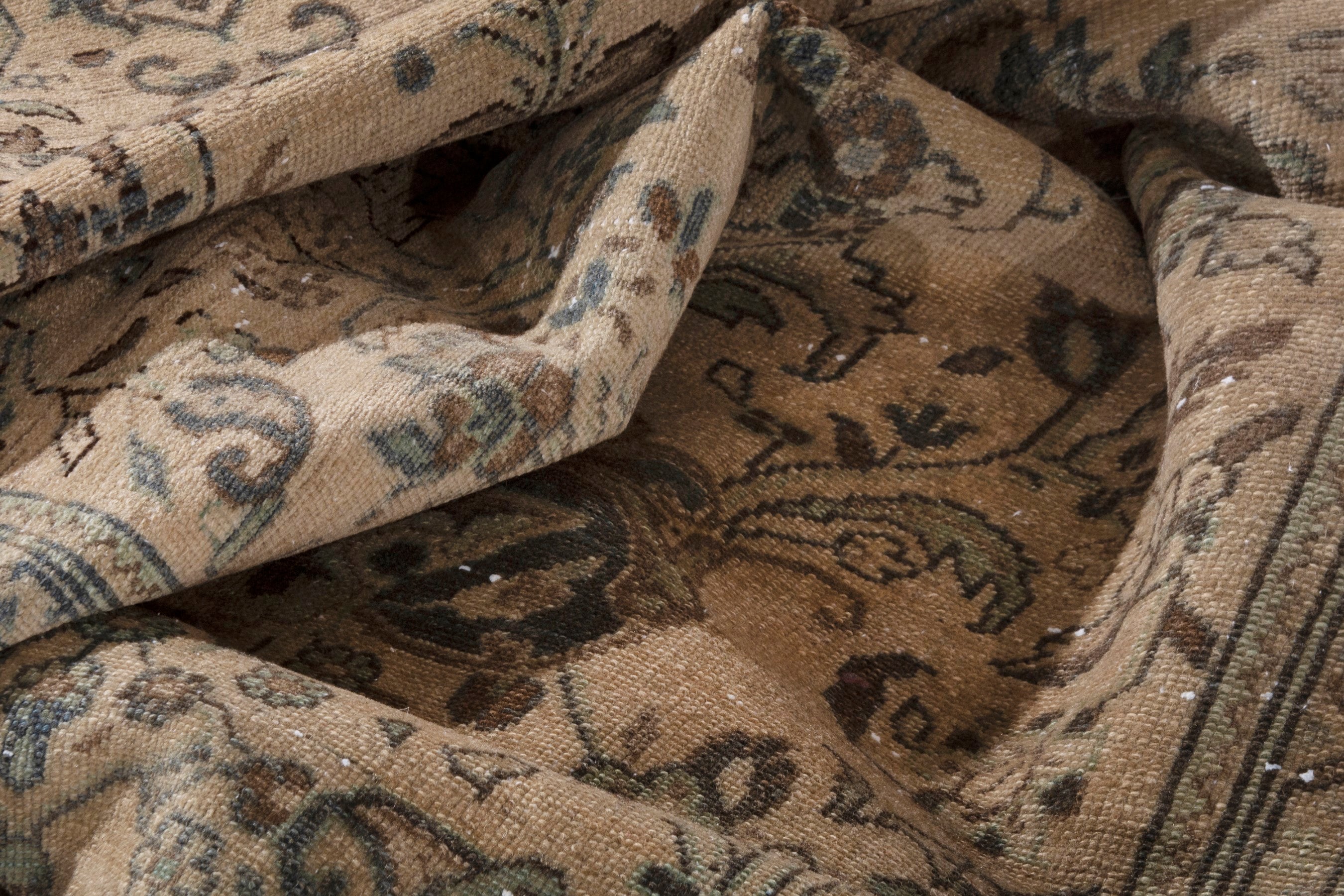 Persian Hamedan runner rug in beige and taupe, view 17 of 18
