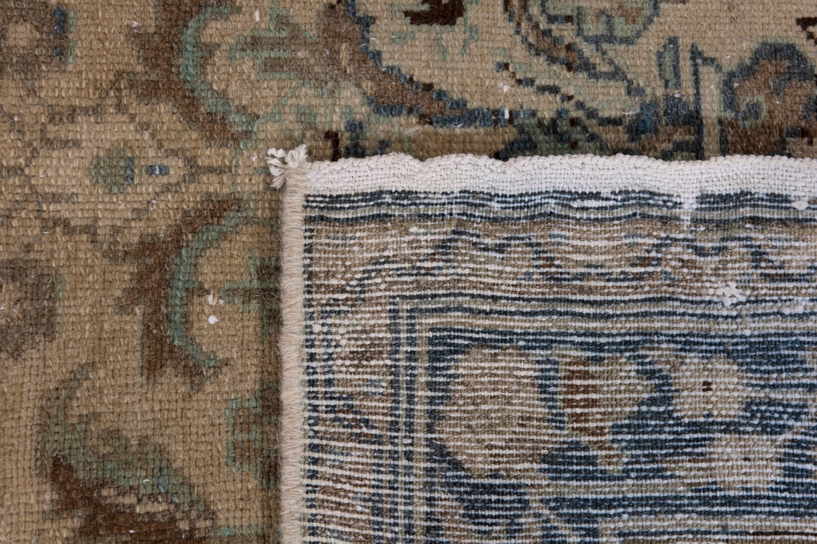Persian Hamedan runner rug in beige and taupe, view 18 of 18