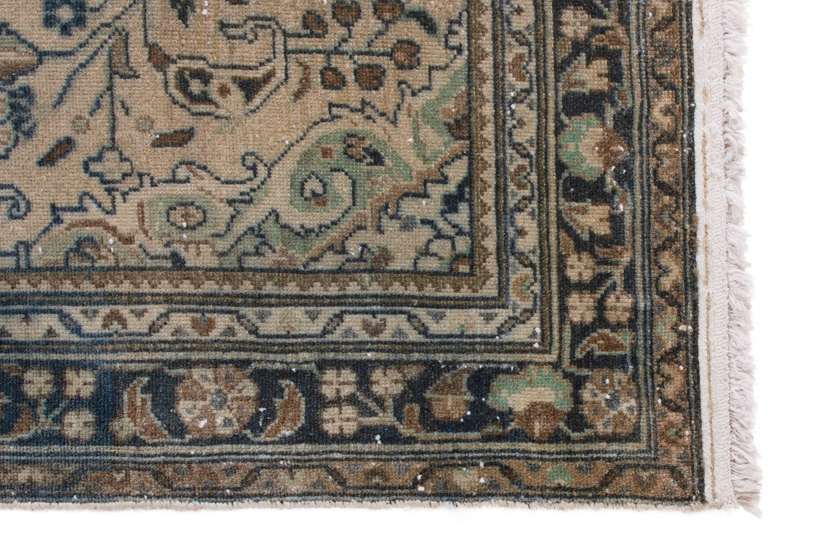Persian Hamedan runner rug in beige and taupe, view 5 of 18