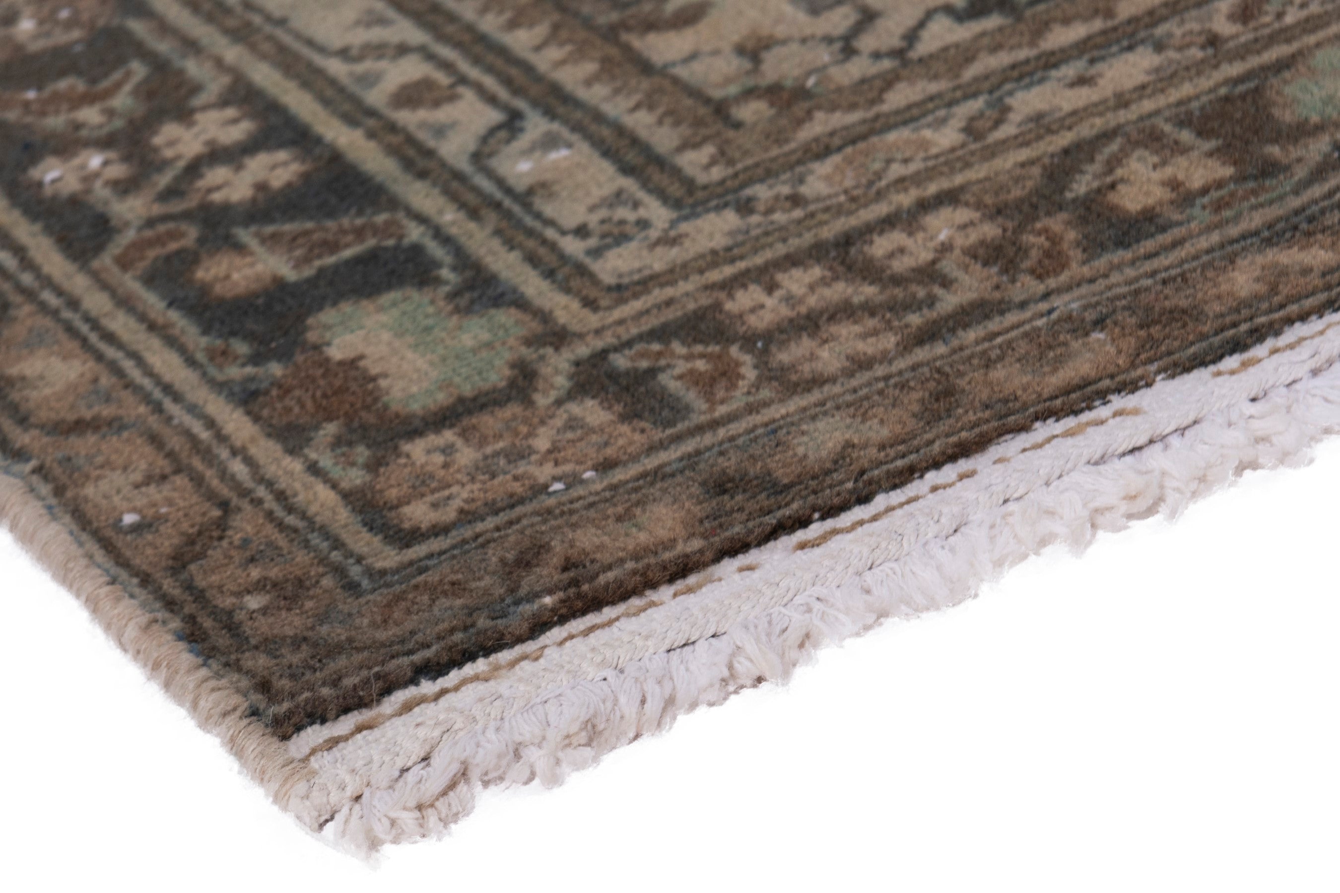 Persian Hamedan runner rug in beige and taupe, view 4 of 18