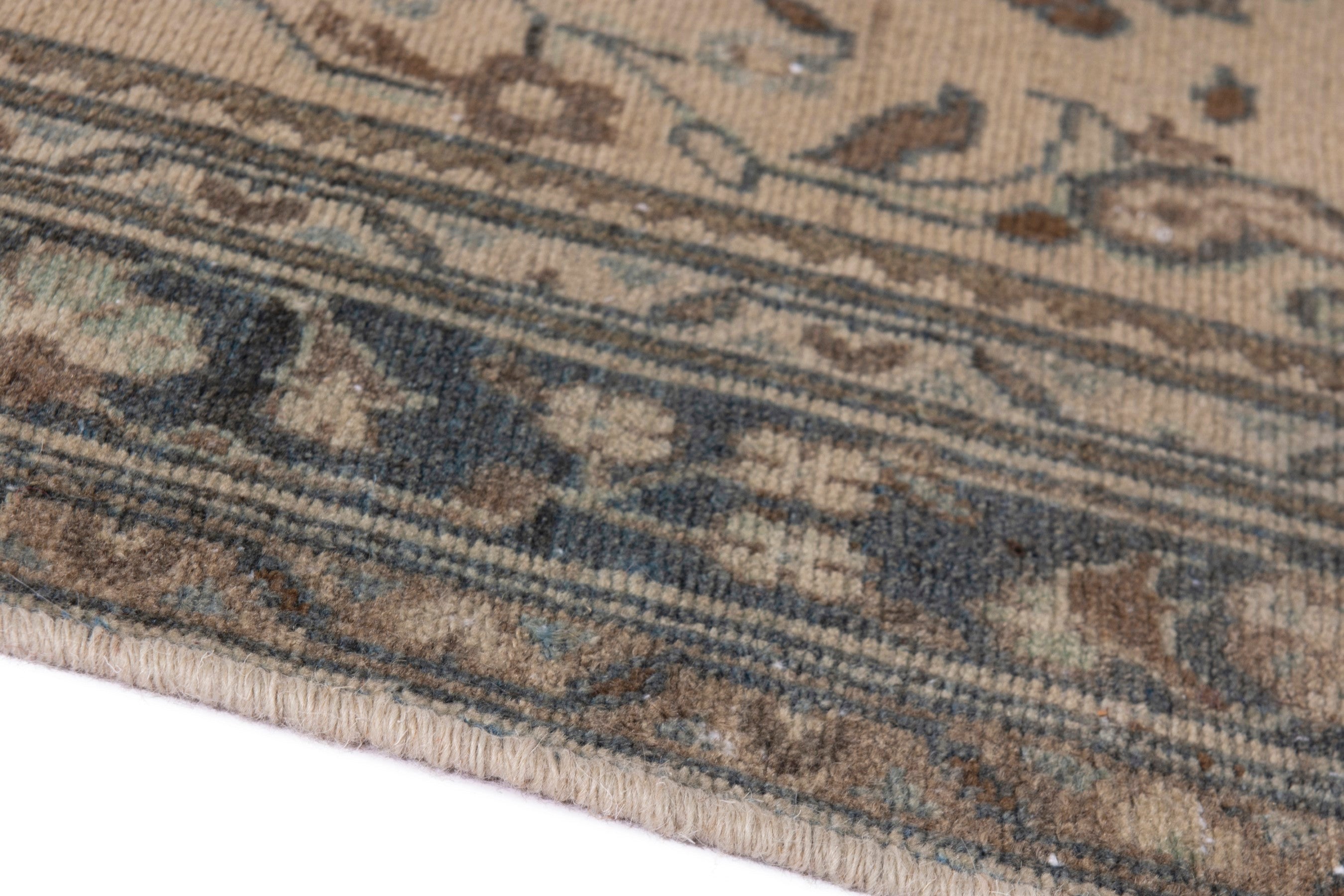 Persian Hamedan runner rug in beige and taupe, view 9 of 18
