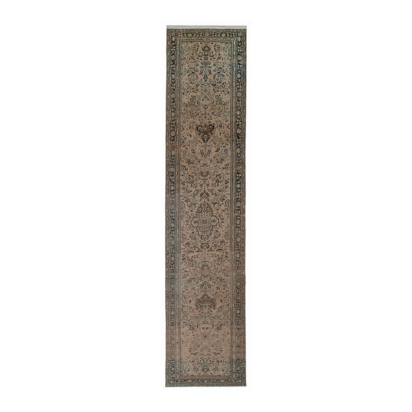Persian Hamadan runner rug in beige and taupe, 3'10" x 18'10"