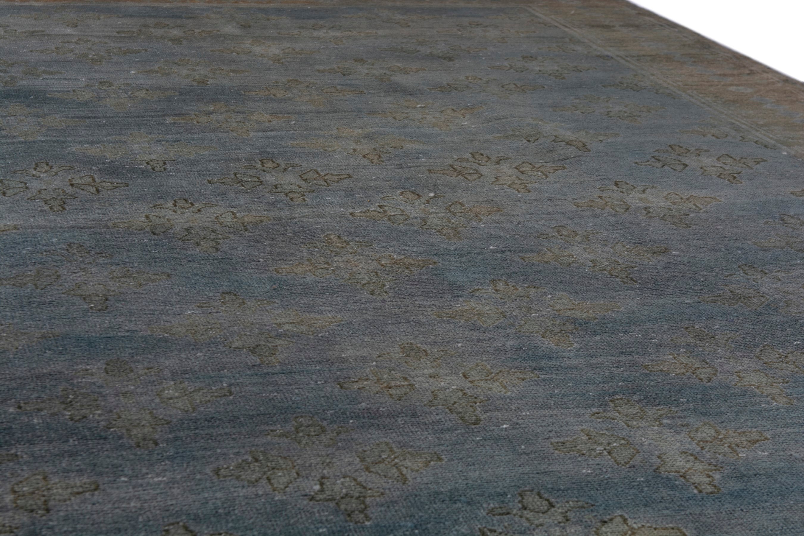 Persian Lori area rug in slate blue and terracotta, view 10 of 21