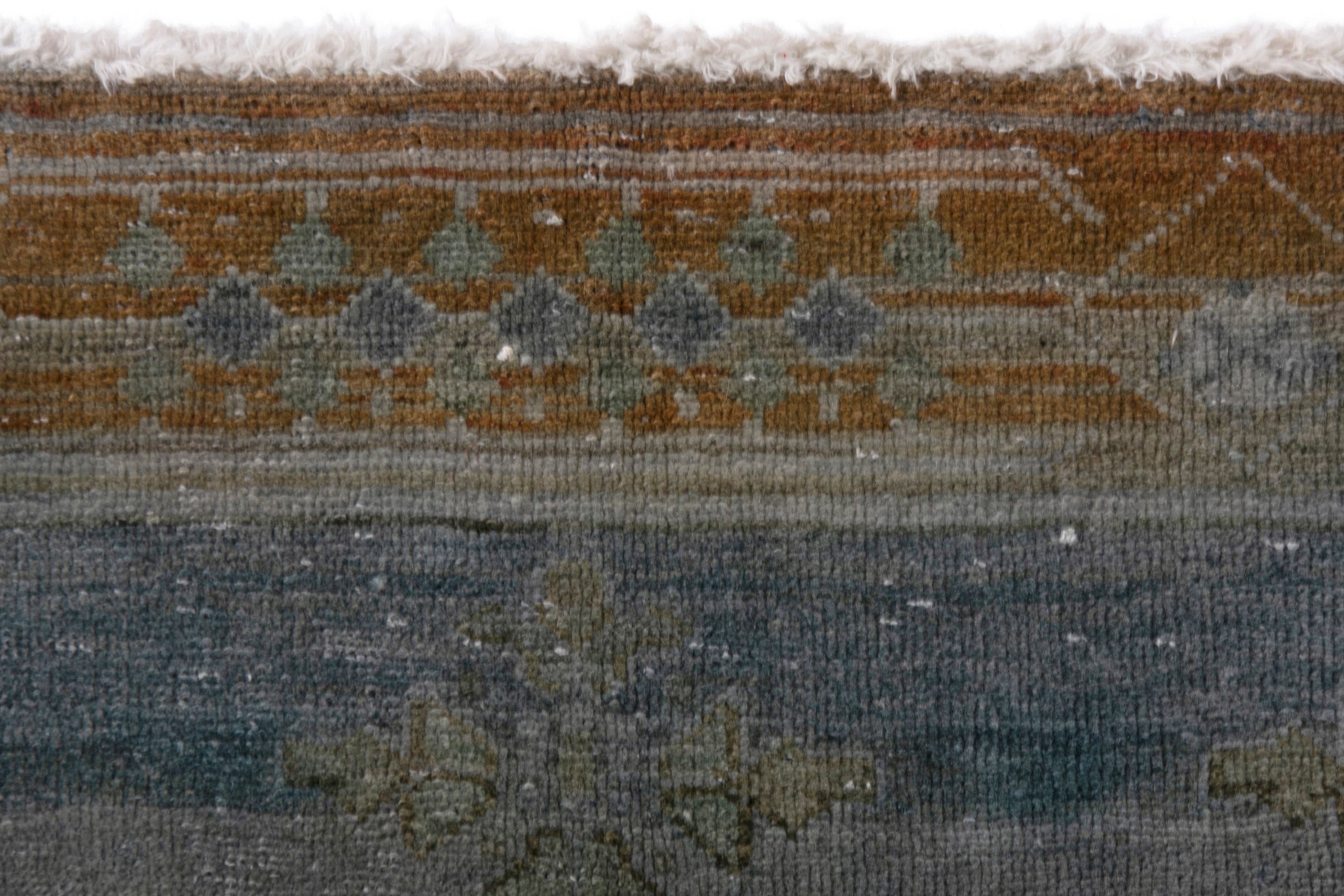 Persian Lori area rug in slate blue and terracotta, view 12 of 21