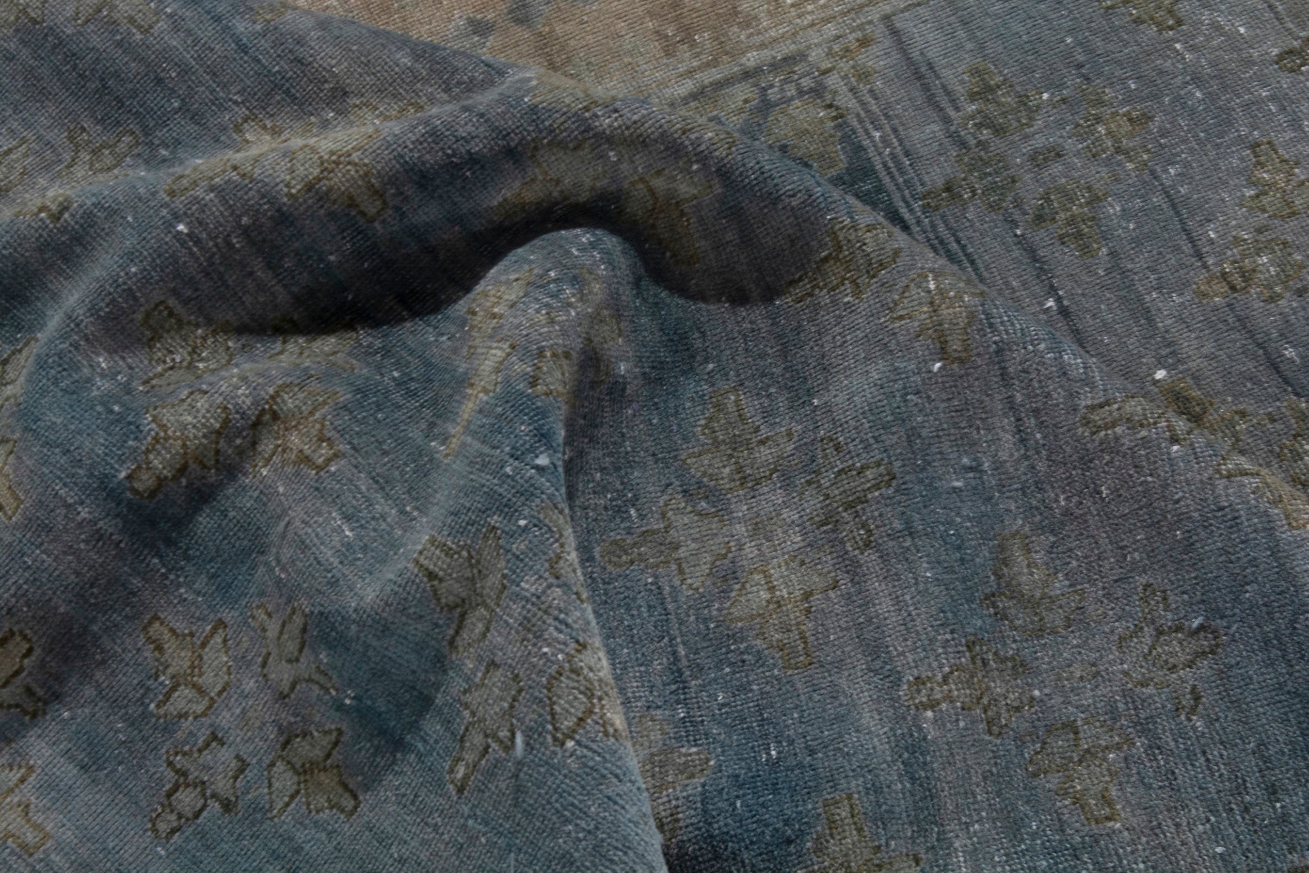 Persian Lori area rug in slate blue and terracotta, view 19 of 21