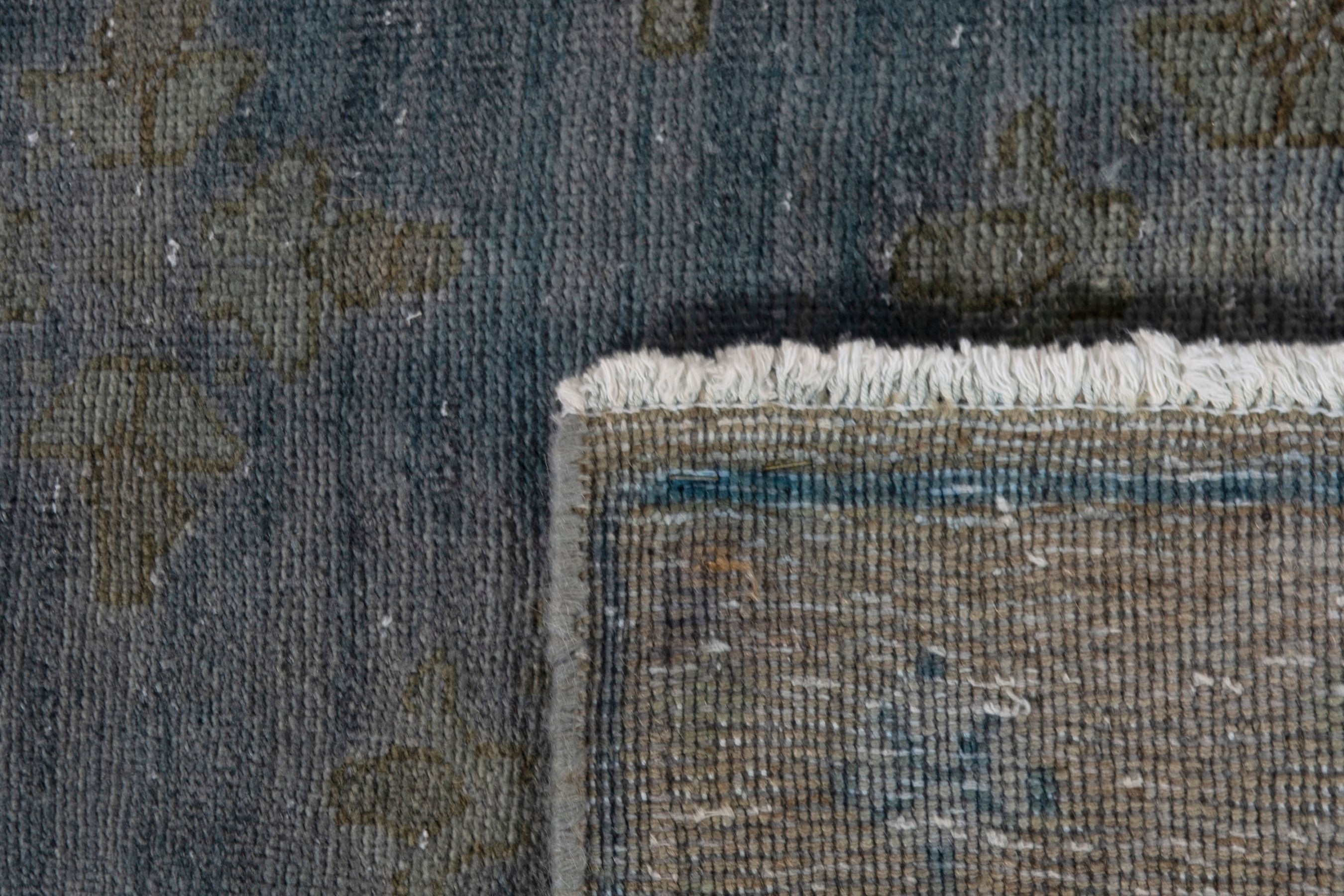 Persian Lori area rug in slate blue and terracotta, view 21 of 21