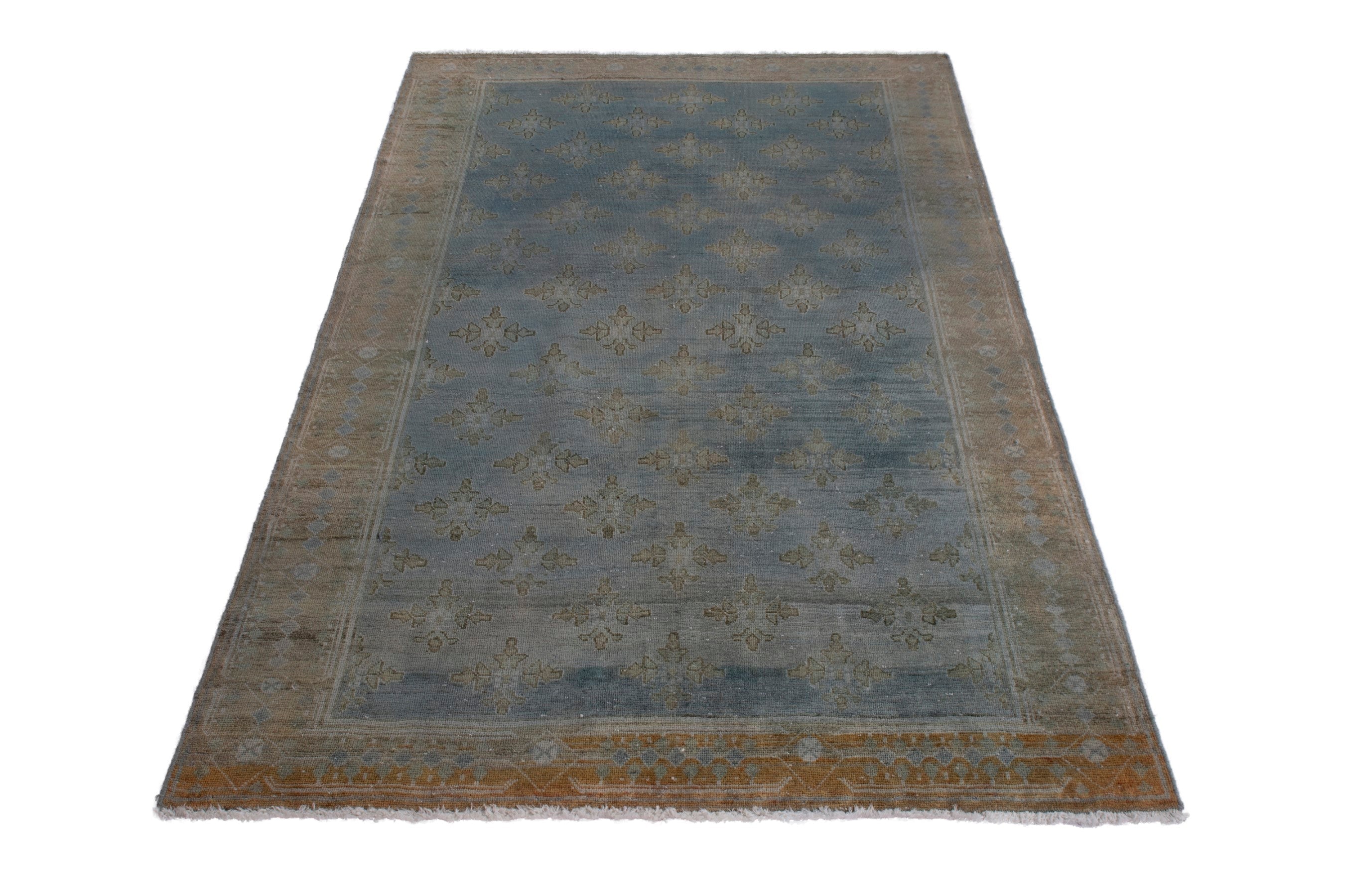 Persian Lori area rug in slate blue and terracotta, view 2 of 21