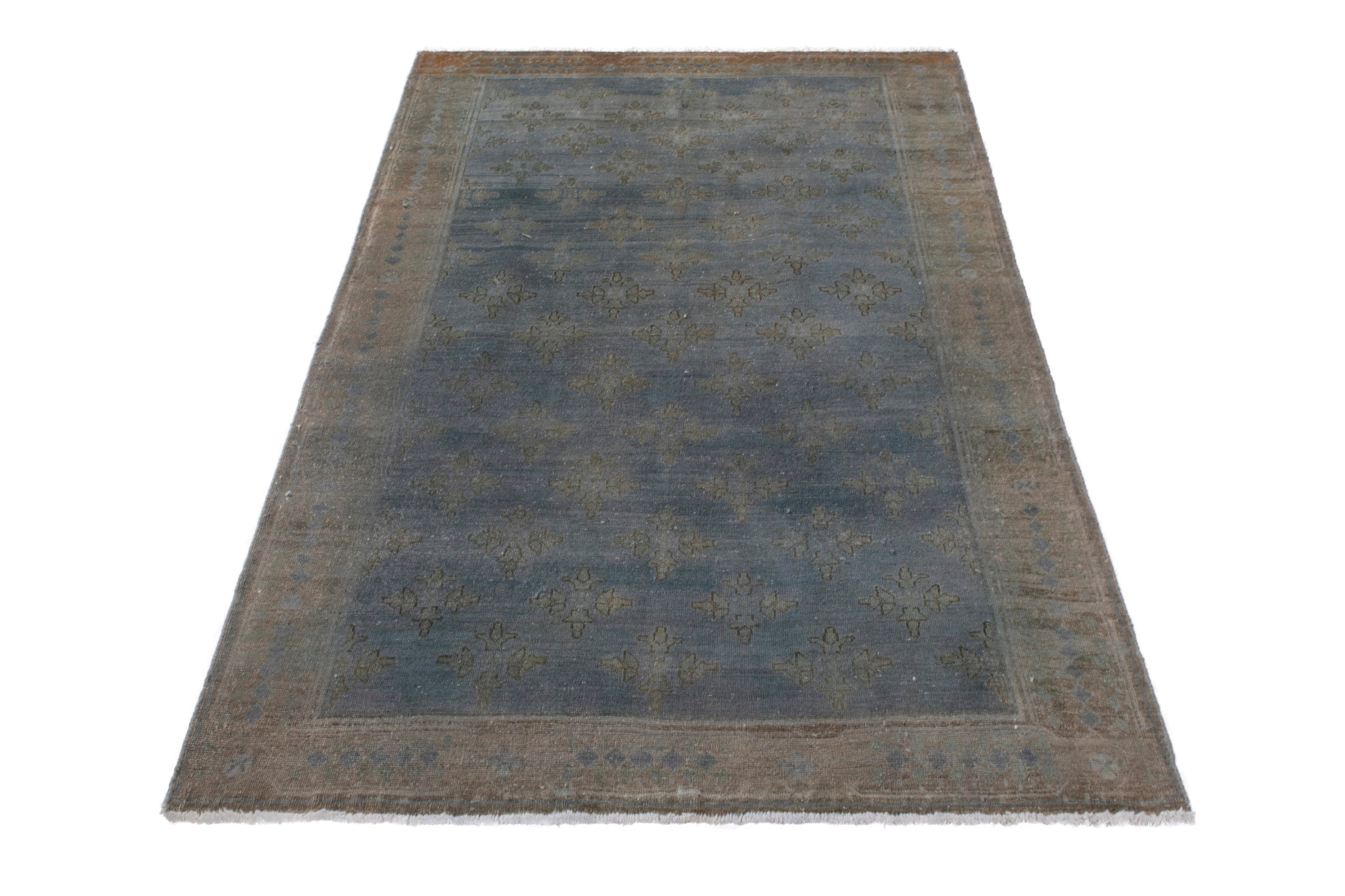 Persian Lori area rug in slate blue and terracotta, view 3 of 21
