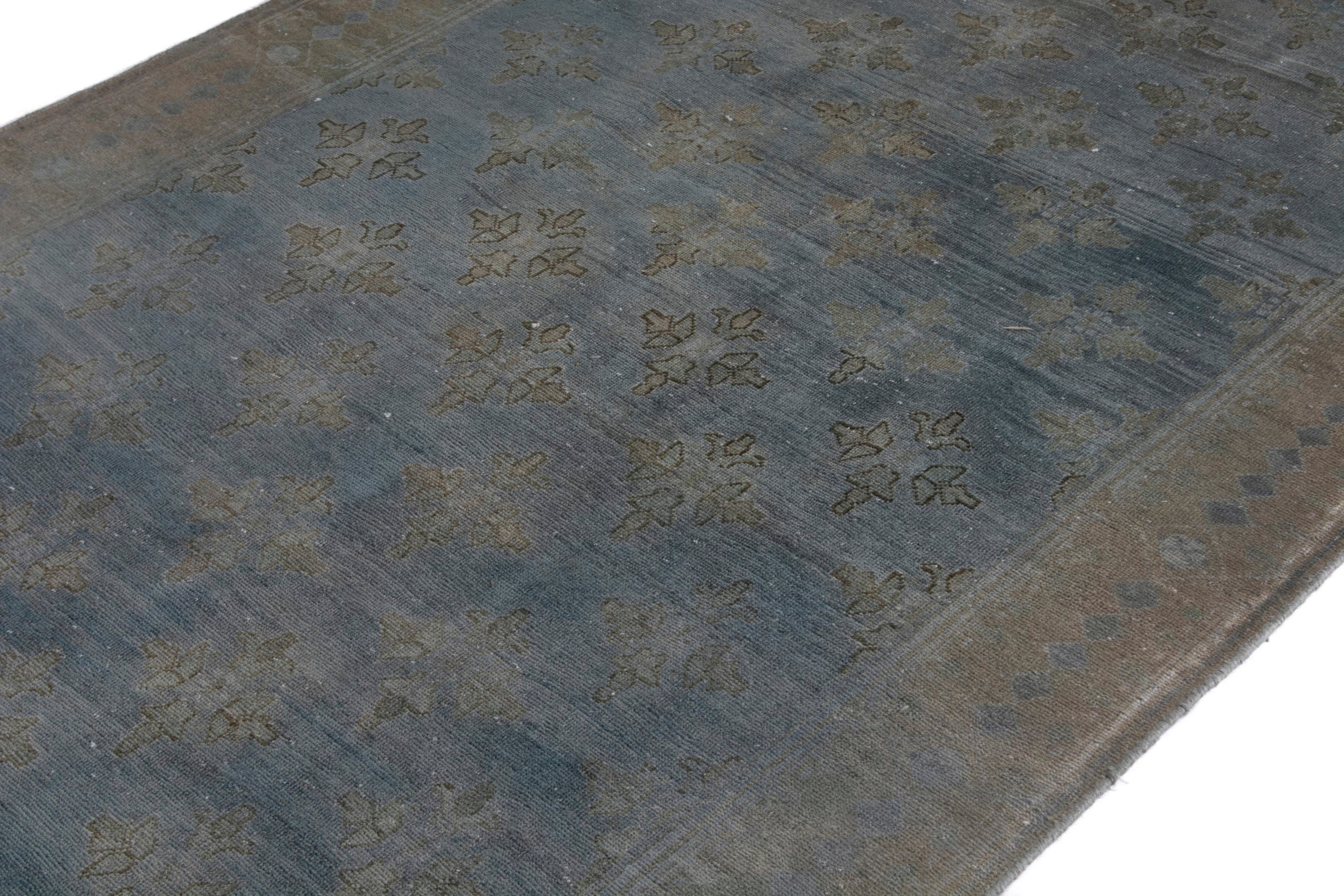 Persian Lori area rug in slate blue and terracotta, view 7 of 21