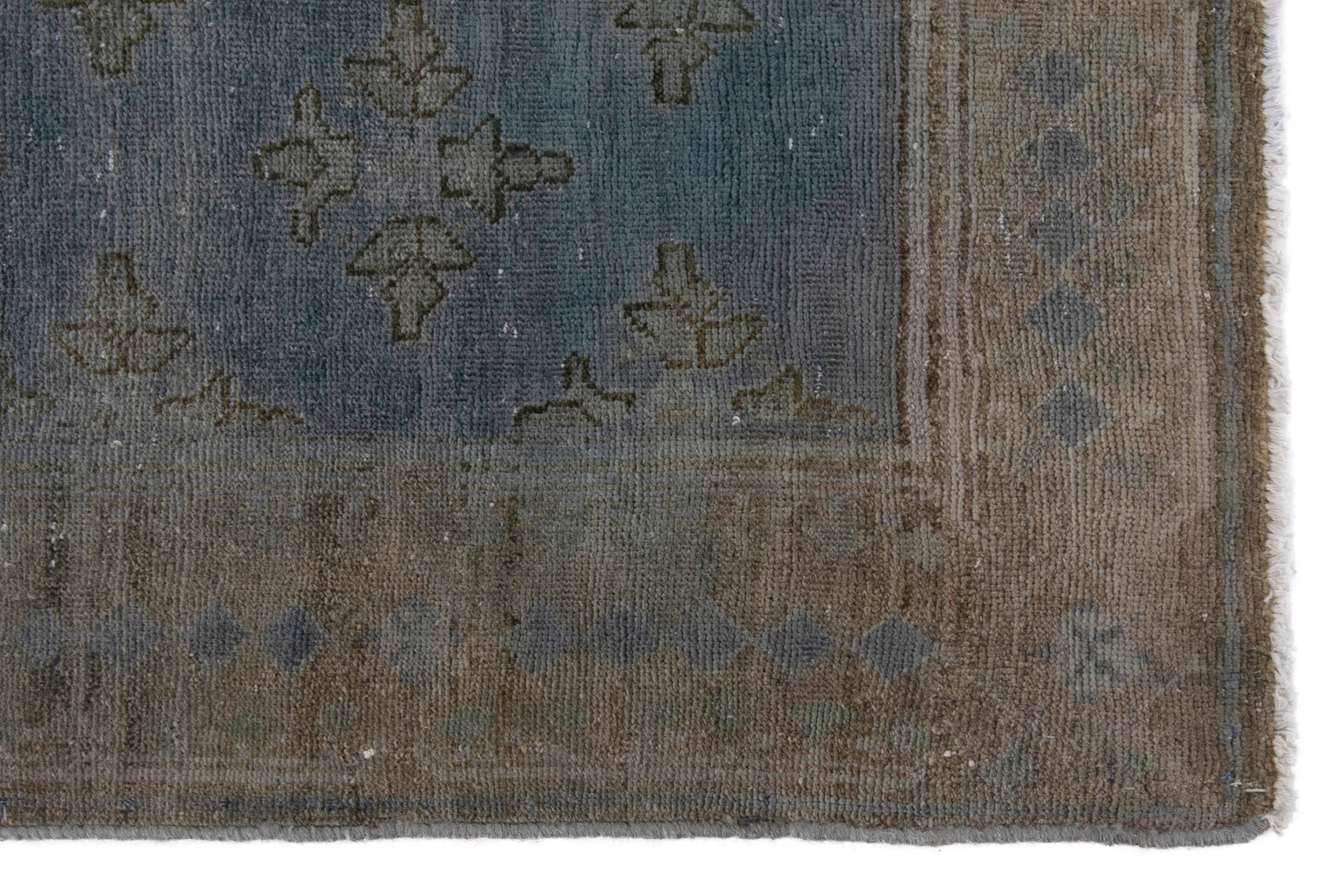 Persian Lori area rug in slate blue and terracotta, view 5 of 21