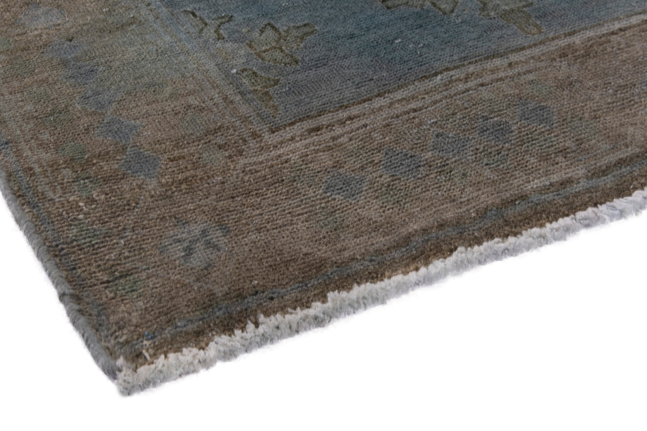Persian Lori area rug in slate blue and terracotta, view 4 of 21