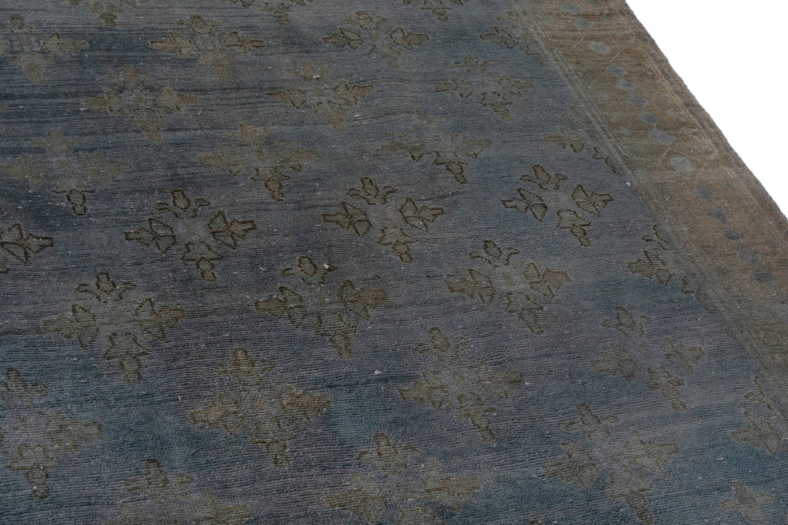 Persian Lori area rug in slate blue and terracotta, view 14 of 21