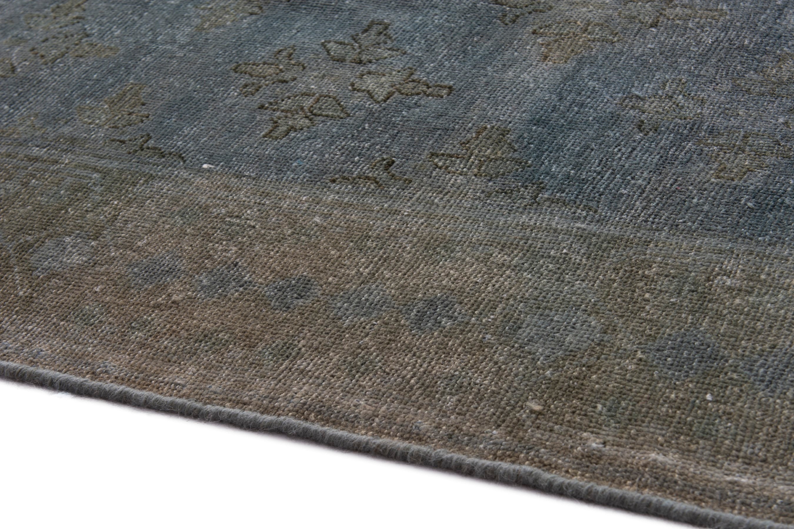 Persian Lori area rug in slate blue and terracotta, view 6 of 21