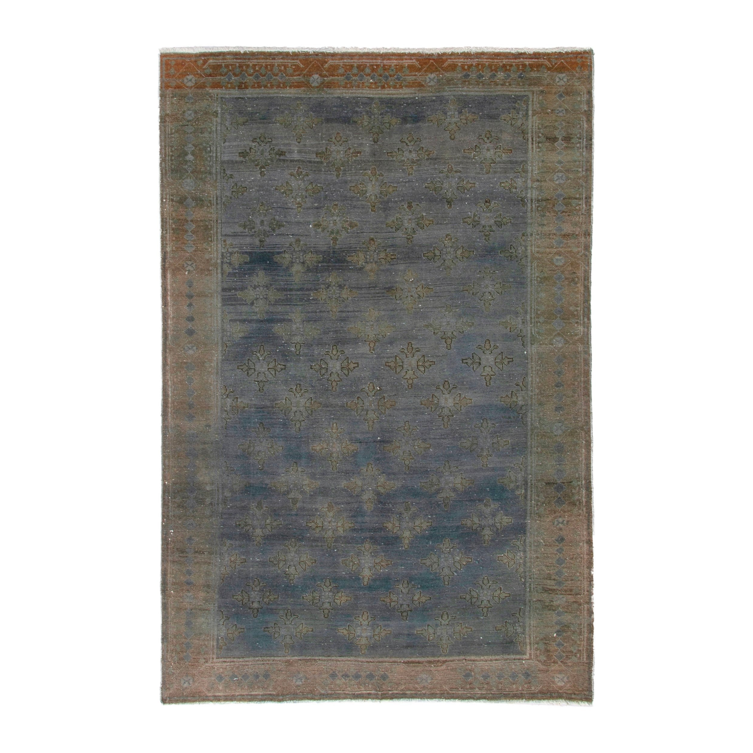 Persian Lori area rug in slate blue and terracotta, 5'3" x 8'3"