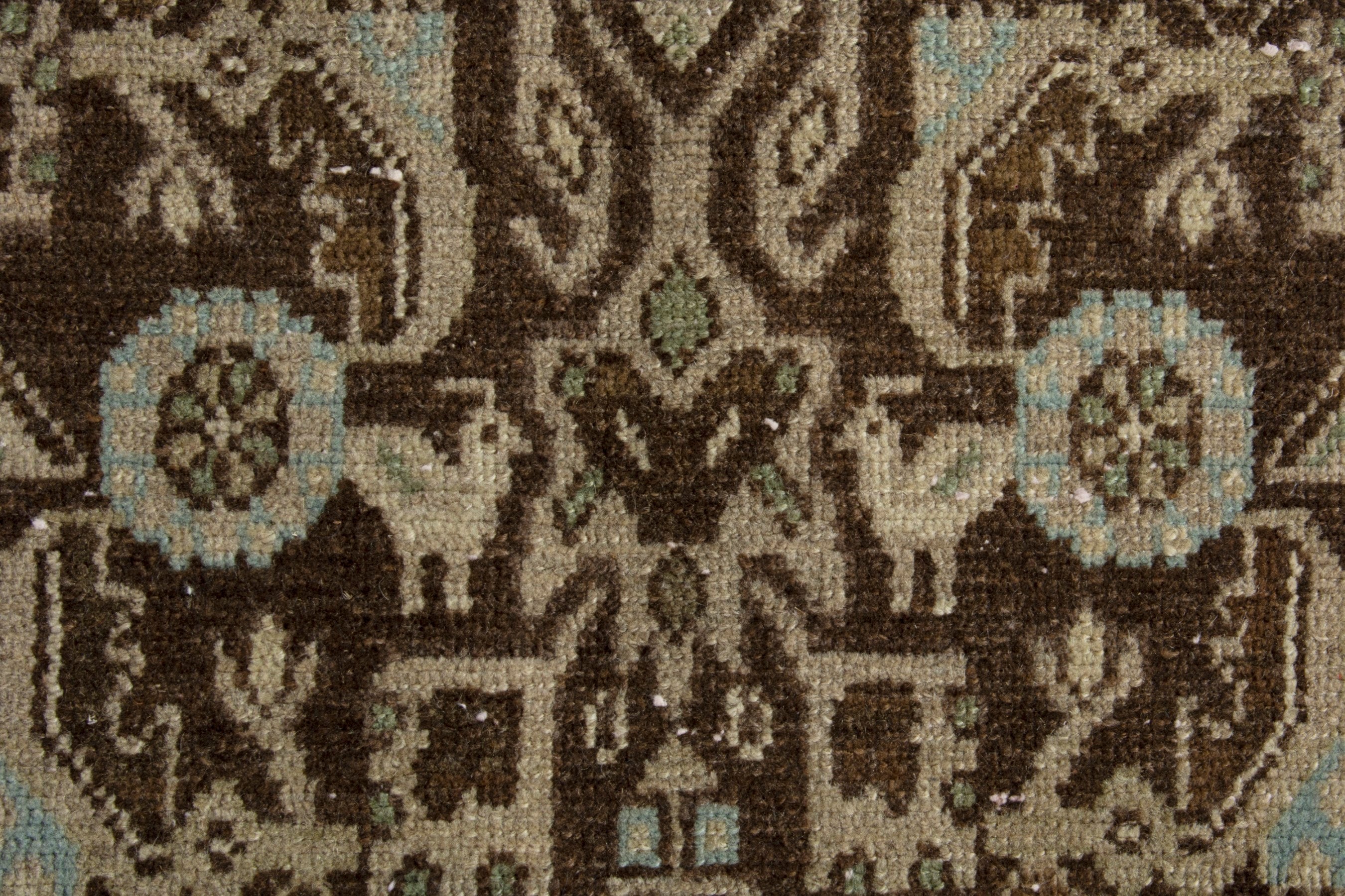 Persian Hamedan runner rug in taupe and dark brown, view 13 of 18