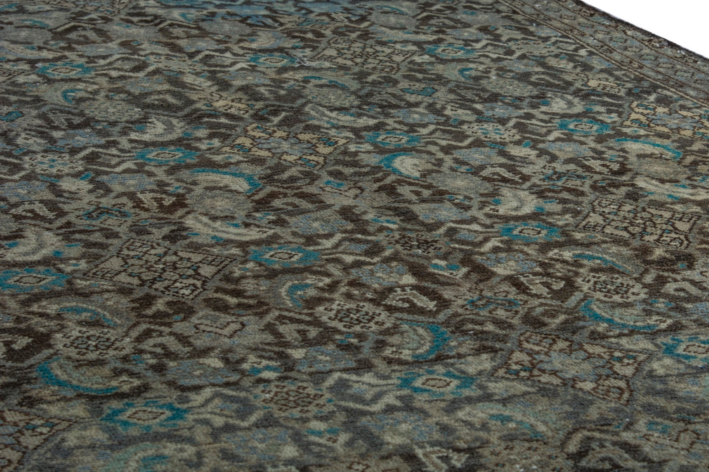Persian Mahal area rug in charcoal and greige, view 8 of 18