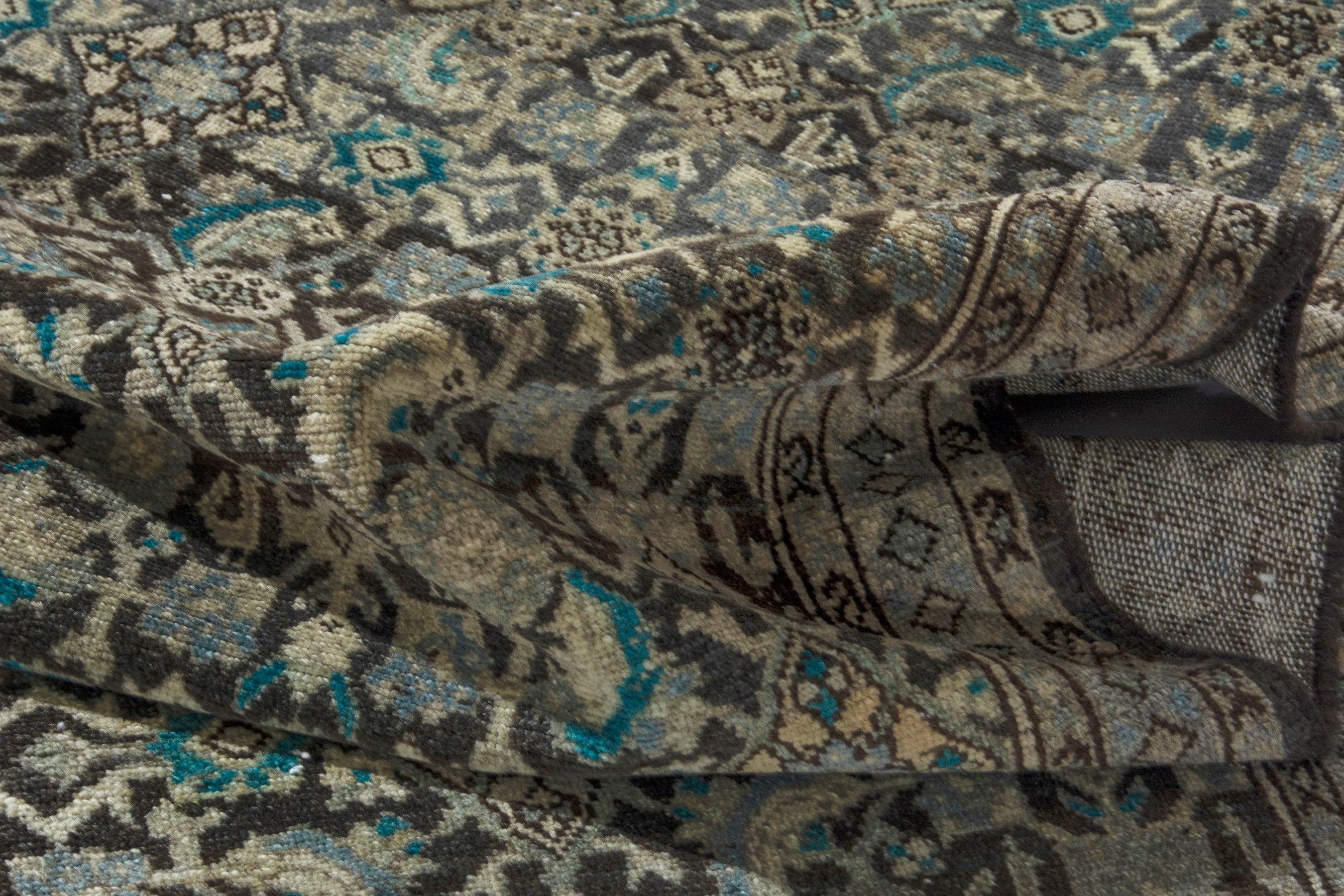 Persian Mahal area rug in charcoal and greige, view 15 of 18