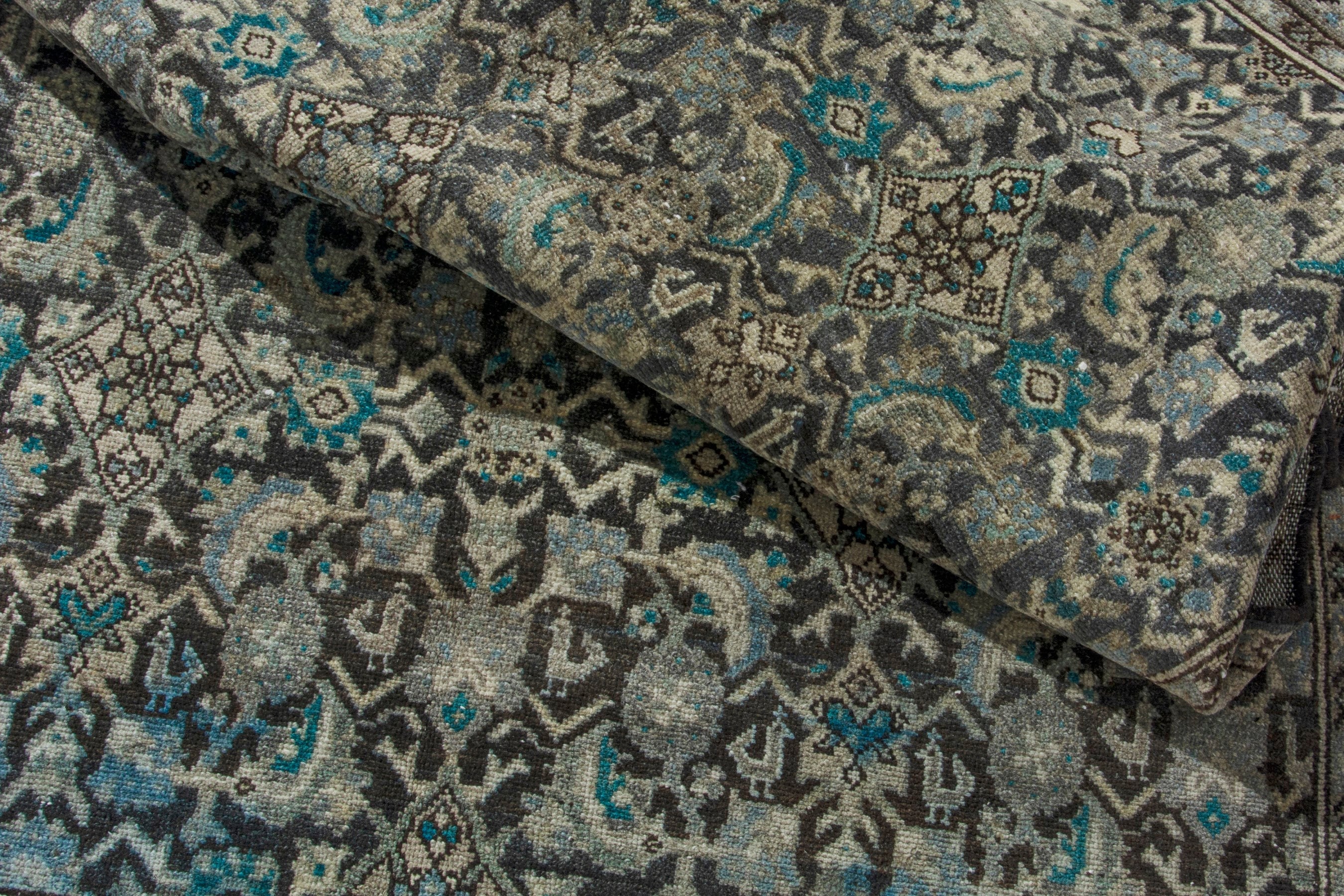 Persian Mahal area rug in charcoal and greige, view 16 of 18
