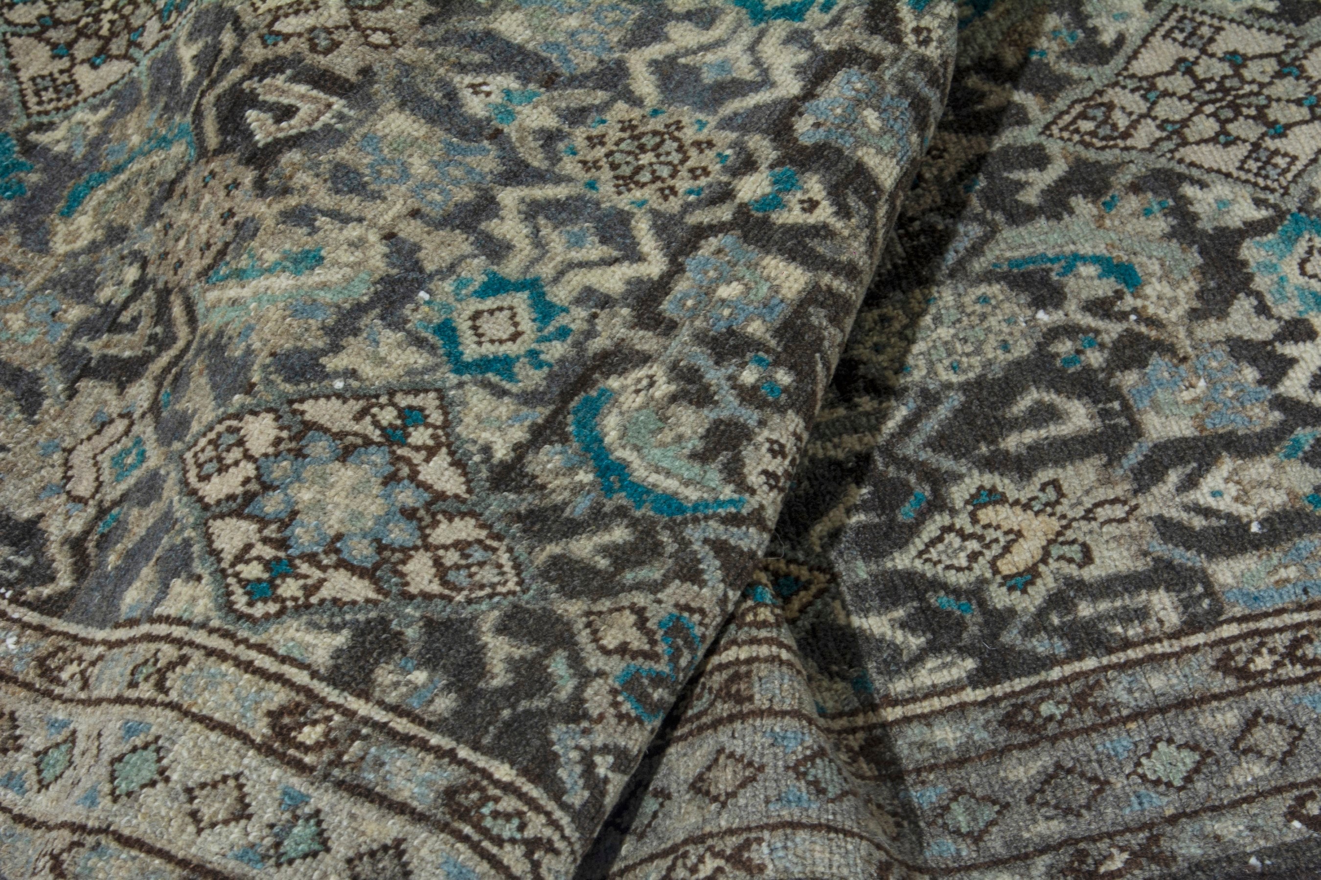 Persian Mahal area rug in charcoal and greige, view 17 of 18