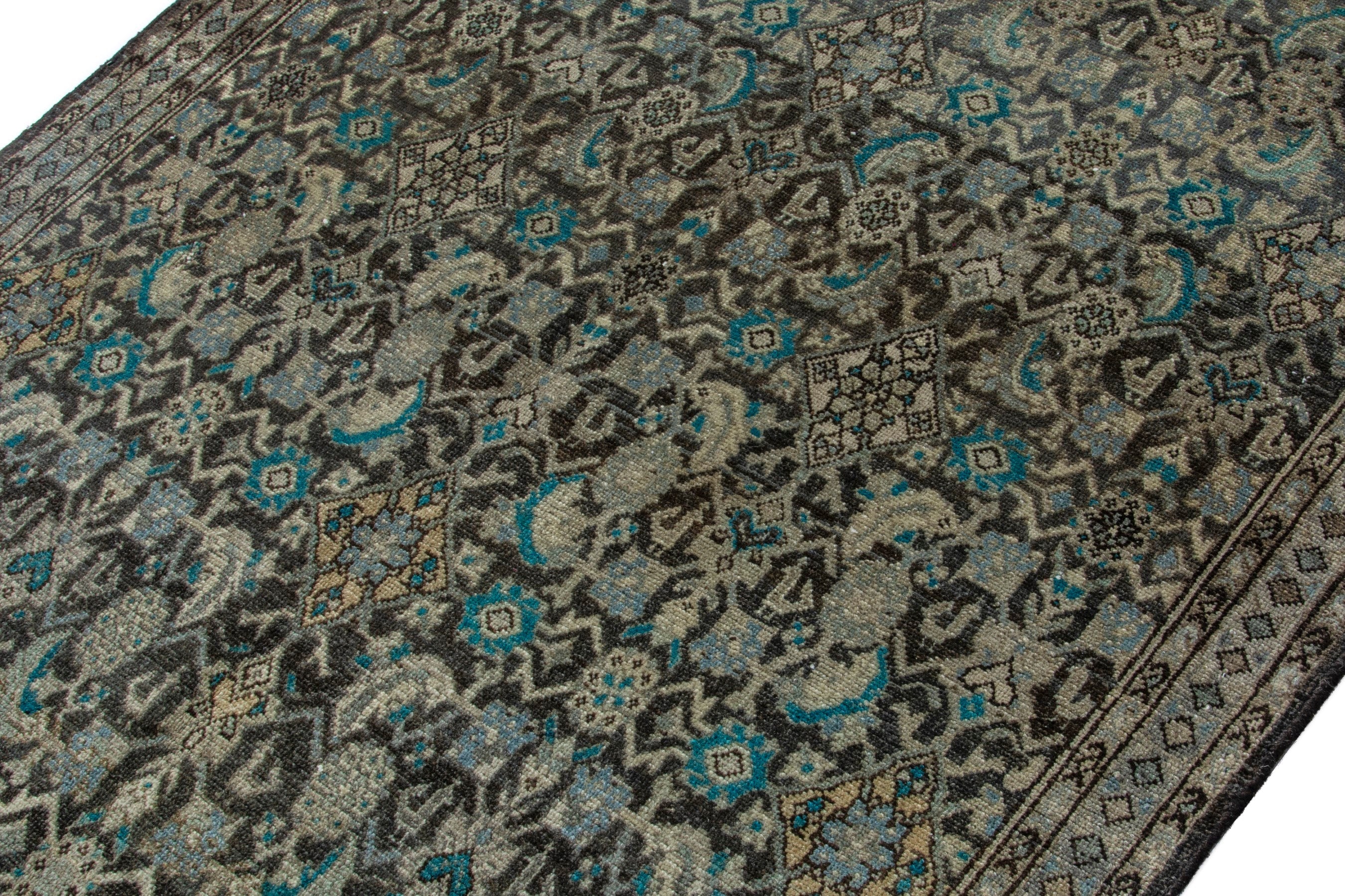 Persian Mahal area rug in charcoal and greige, view 6 of 18