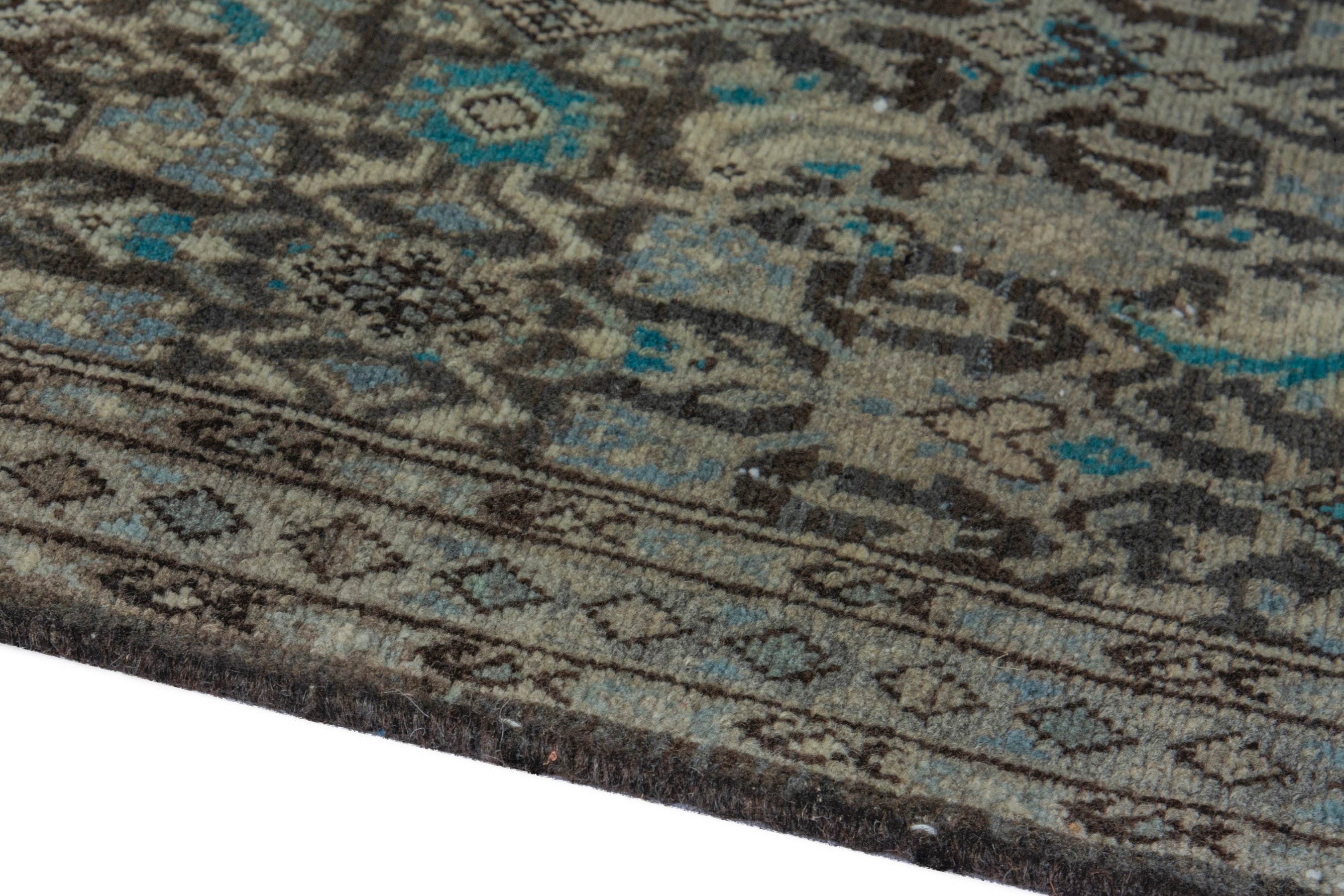 Persian Mahal area rug in charcoal and greige, view 9 of 18