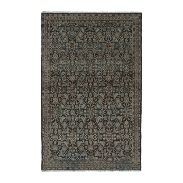 Persian Mahal area rug in charcoal and greige, 4' x 6'9"