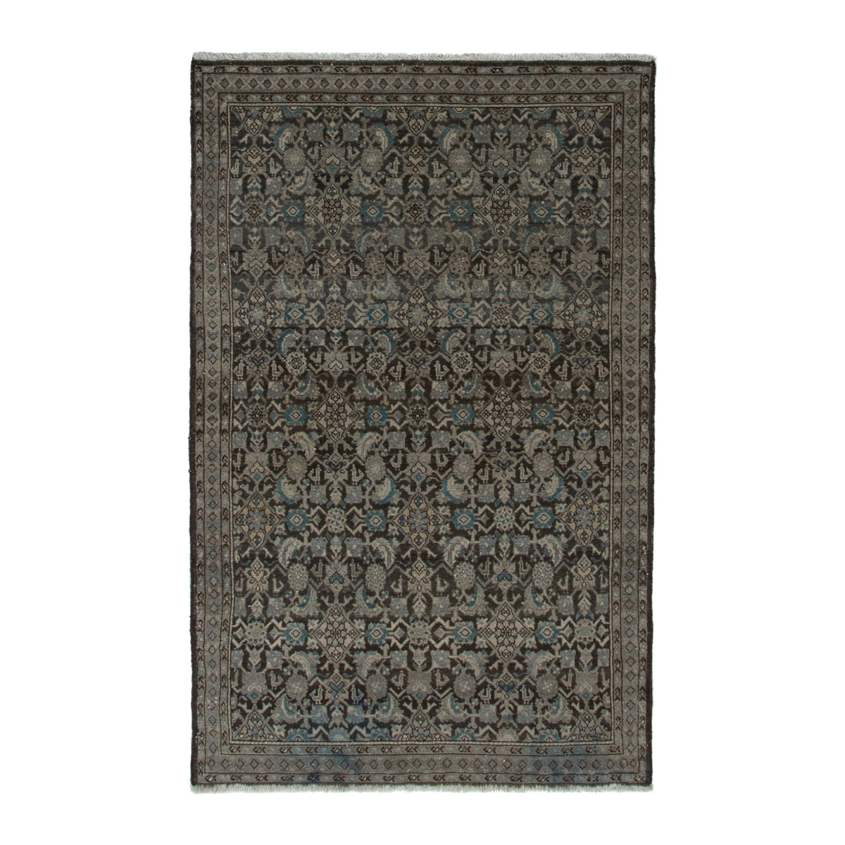 Persian Mahal area rug in charcoal and greige, 4' x 6'9"