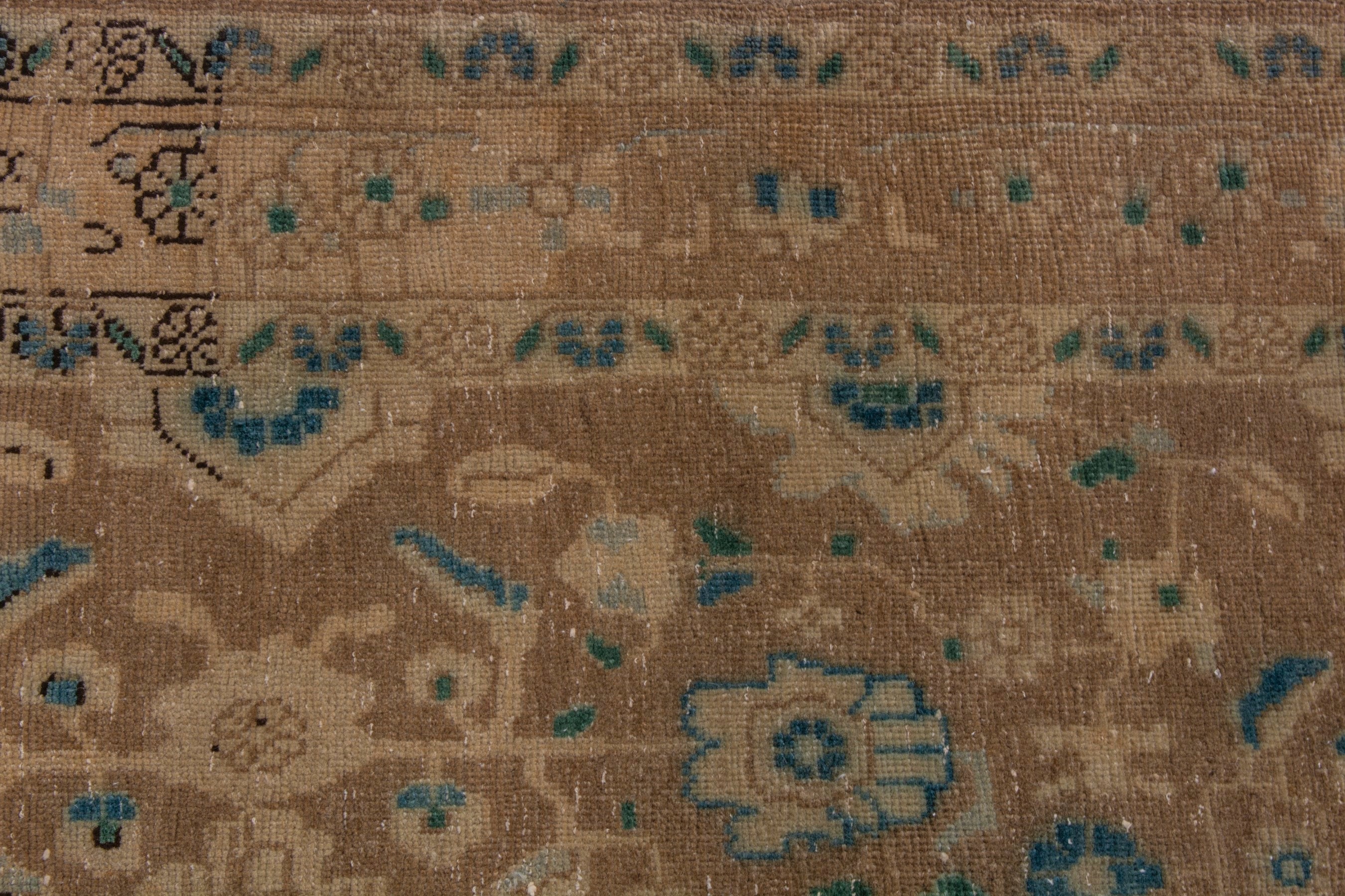 Persian Malayer area rug in tan and teal, view 16 of 23