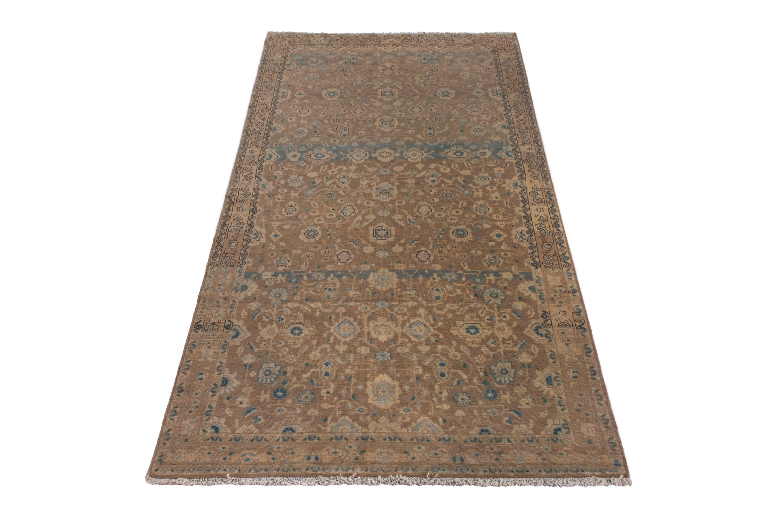 Persian Malayer area rug in tan and teal, view 2 of 23
