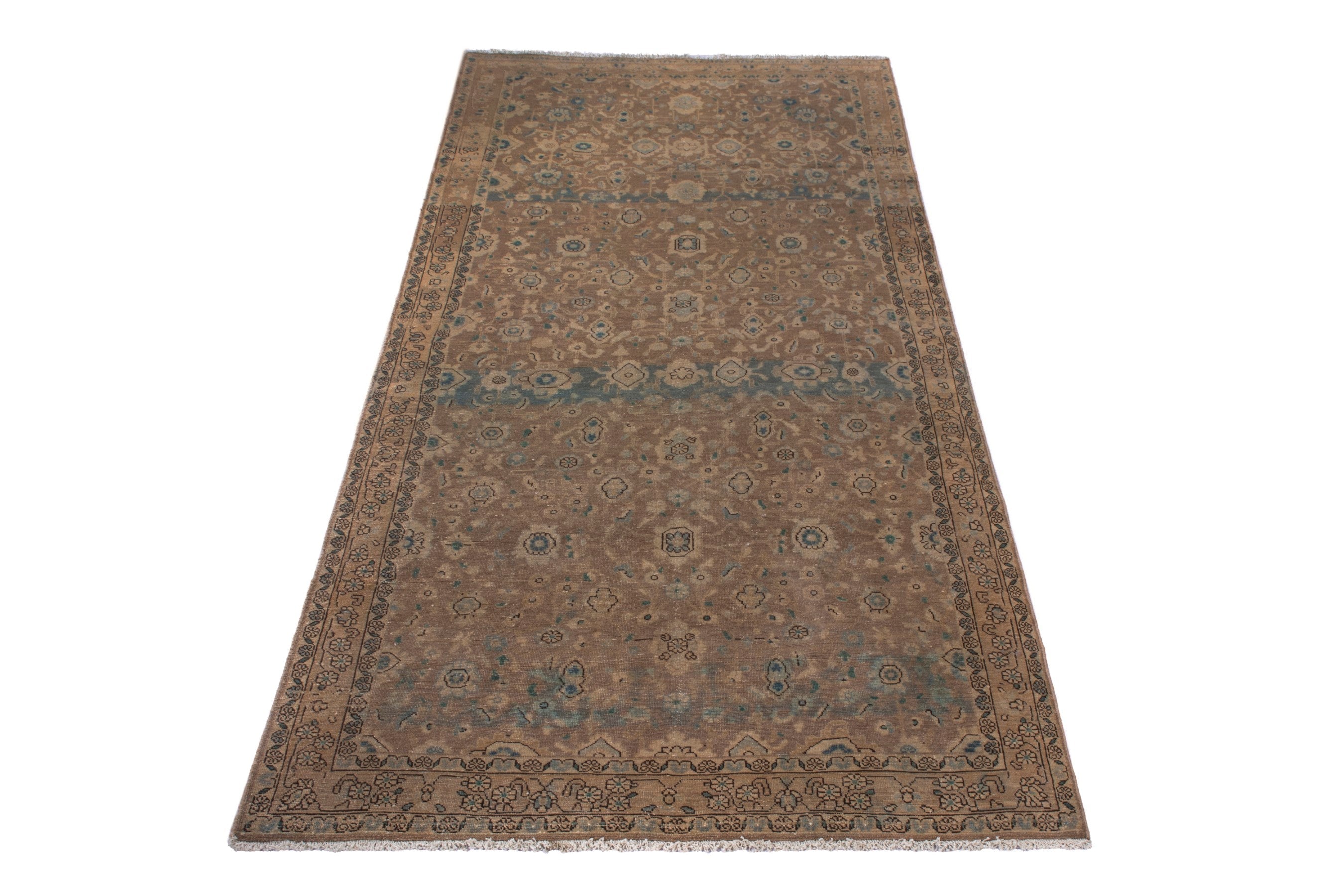 Persian Malayer area rug in tan and teal, view 3 of 23