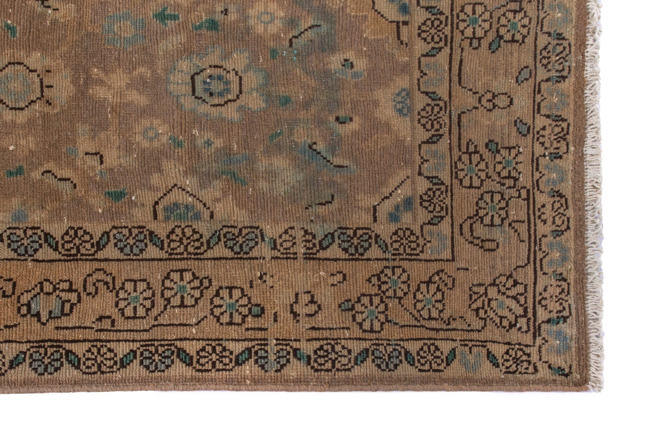 Persian Malayer area rug in tan and teal, view 5 of 23