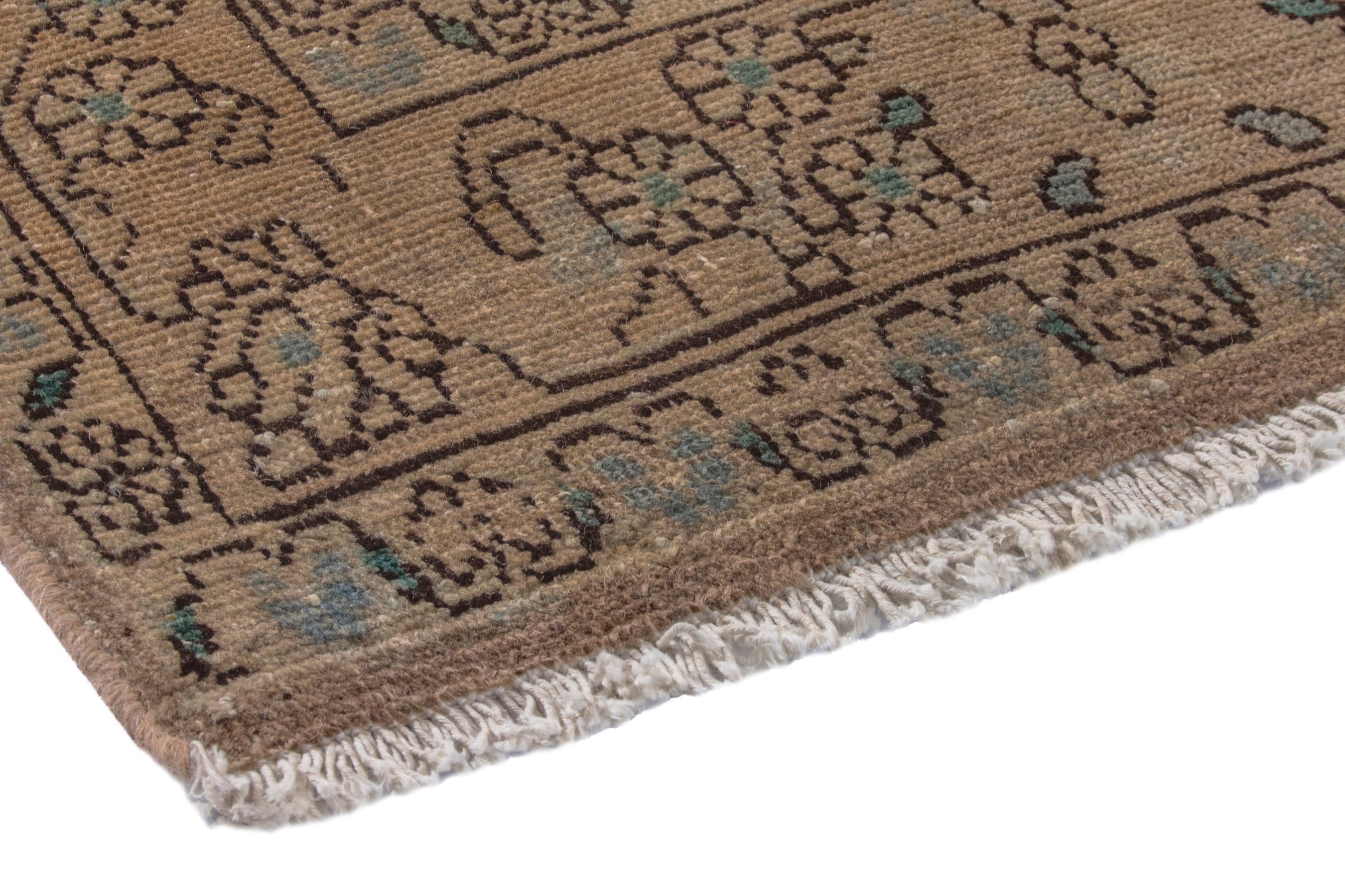 Persian Malayer area rug in tan and teal, view 4 of 23