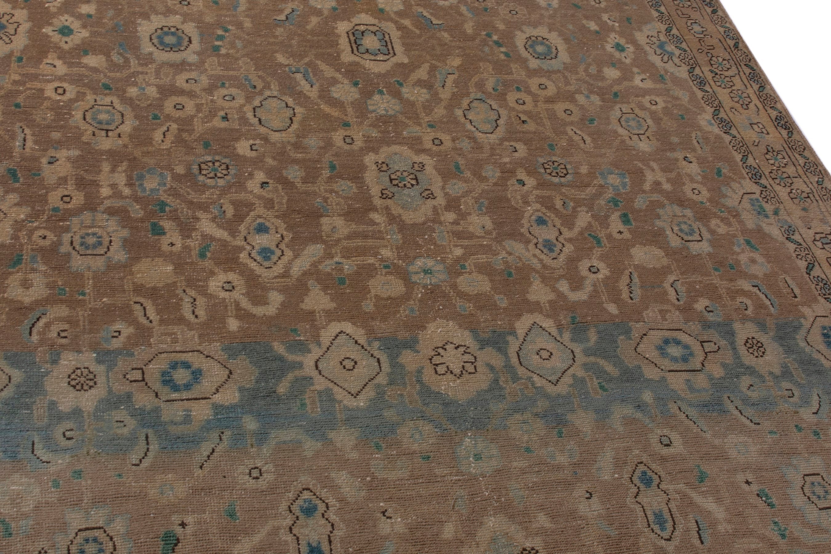 Persian Malayer area rug in tan and teal, view 10 of 23